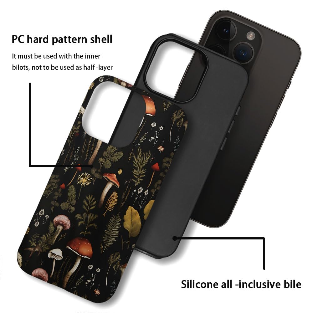 Seized Case Compatible With For Iphone 16 Pro Max,Vintage Mushroom Snail Daisy Leaf Phone Case For Girl Women Boy Men,Durable Pr