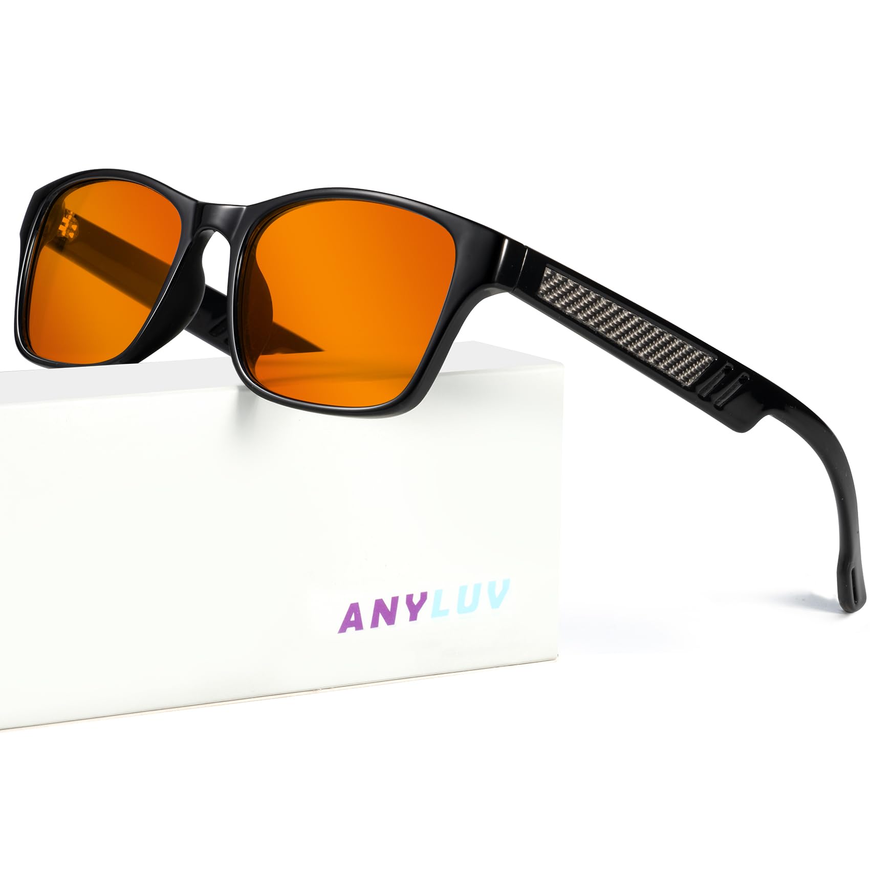 Anyluv Gaming Glasses For Men Lightweight Anti Blue Light Blocking Glasses Eyes Protection With Carbon Fiber Decoration