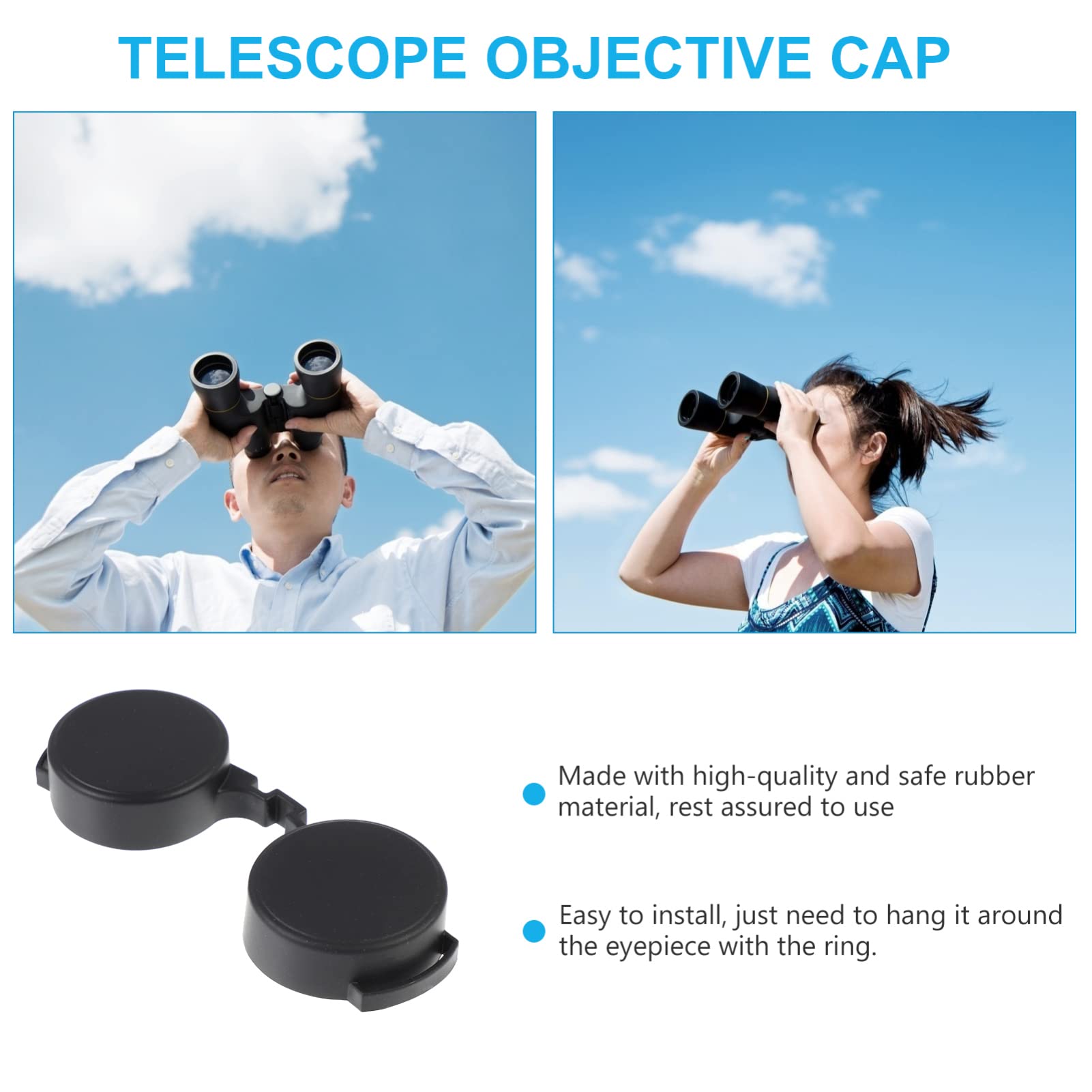 3Pcs Rubber Objective Lens Cover Eyepiece Flip  Open Scope Cover For Binoculars Telescope Accessories (Black)