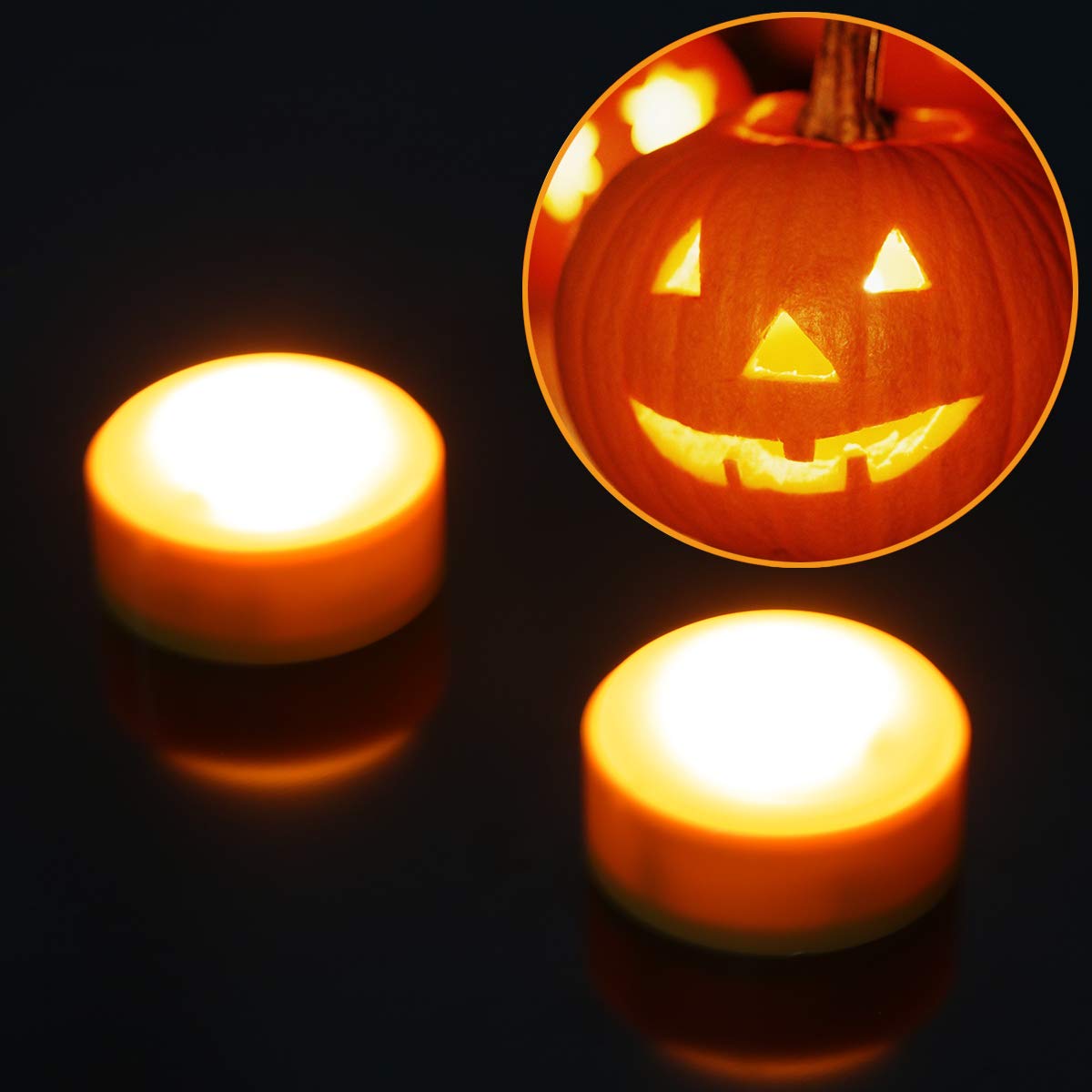 Luditek [4 Pack] Halloween Led Pumpkin Lights With Remote And Timer, Battery Operated Orange Jack O Lantern Light For Halloween