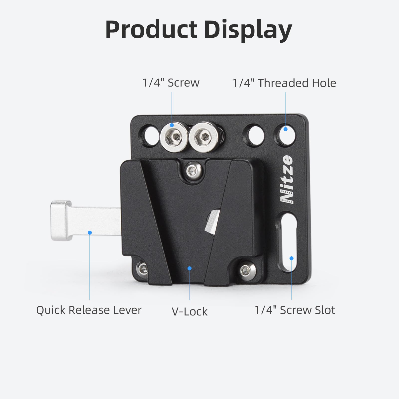Nitze V Mount Battery Plate Aluminum Alloy Mini V Mount Plate With 1/4' Screws   N21C