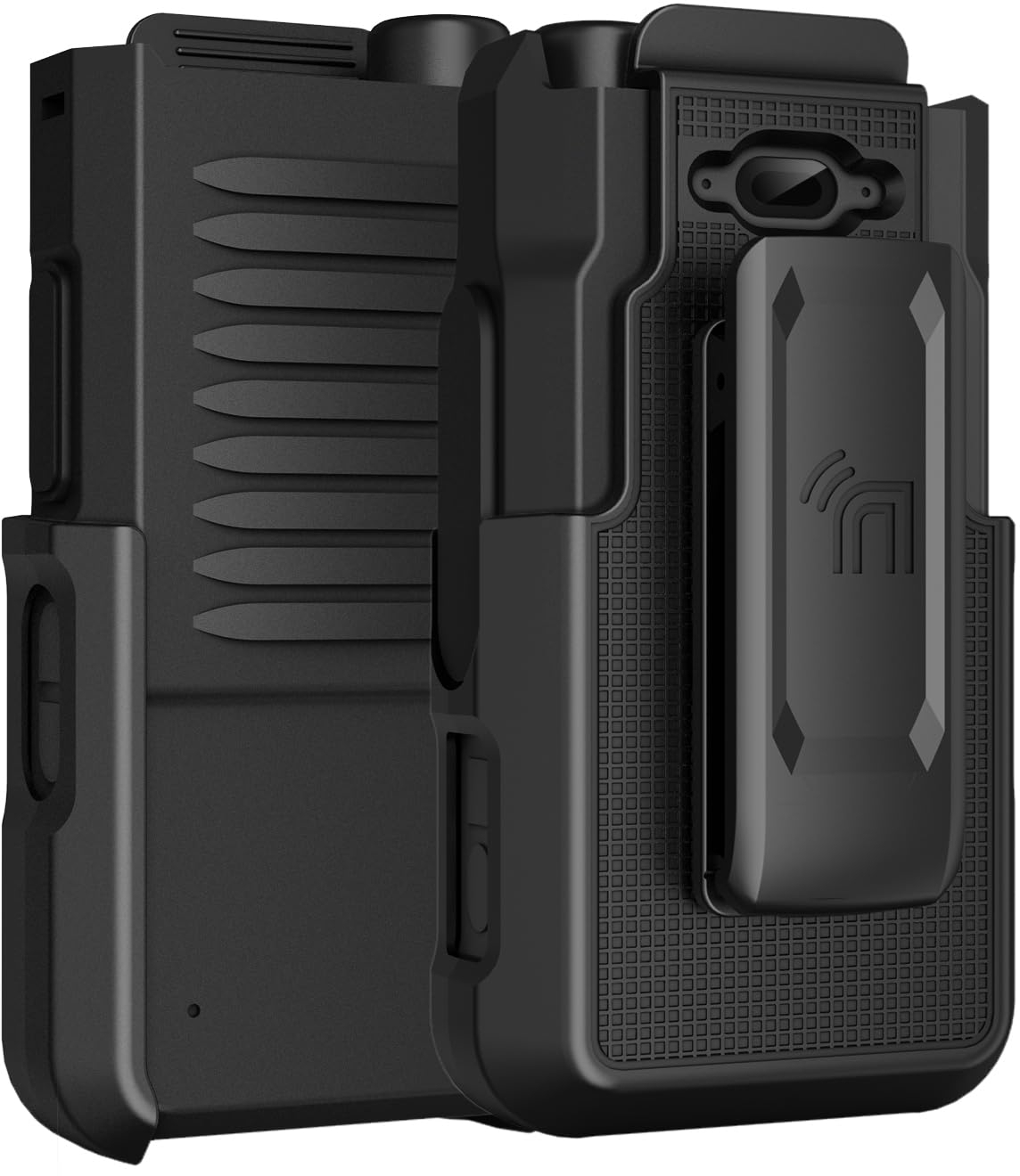 Holster for Siyata SD7 Radio, Nakedcellphone [Rotating/Ratchet] Belt Clip Holder Case with Secure Latch - Black