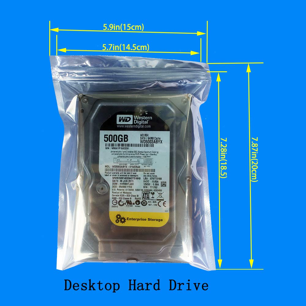 Daarcin 100Pcs 5.9X7.87In/15X20Cm Anti Static Bags,Premium Esd Bags Resealable For 3.5'' Ssd Hdd With 100Pcs Labels, Anti Static
