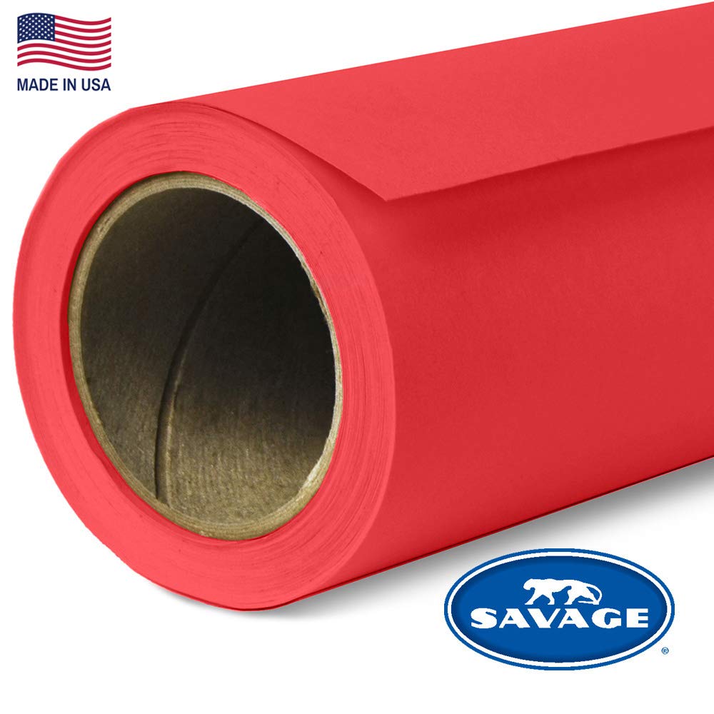 Savage Seamless Paper Photography Backdrop   Color #8 Primary Red, Size 53 Inches Wide X 36 Feet Long, Backdrop For Youtube Videos, Streaming, Interviews And Portraits   Made In Usa