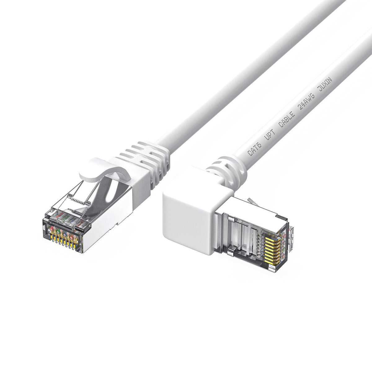 Juxinice 90 Degree Cat6 Ethernet Cable White  Up Angle 20Ft Cat 6 Gigabit Network Cord Upward Right Angle Internet Cable,Bandwid