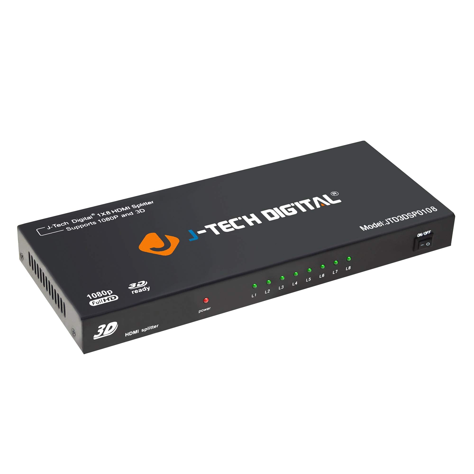 J Tech Digital Jtd3Dsp0108 8 Port Hdmi V1.3 1 Input 8 Output 1X8 1080P Hdmi Splitter