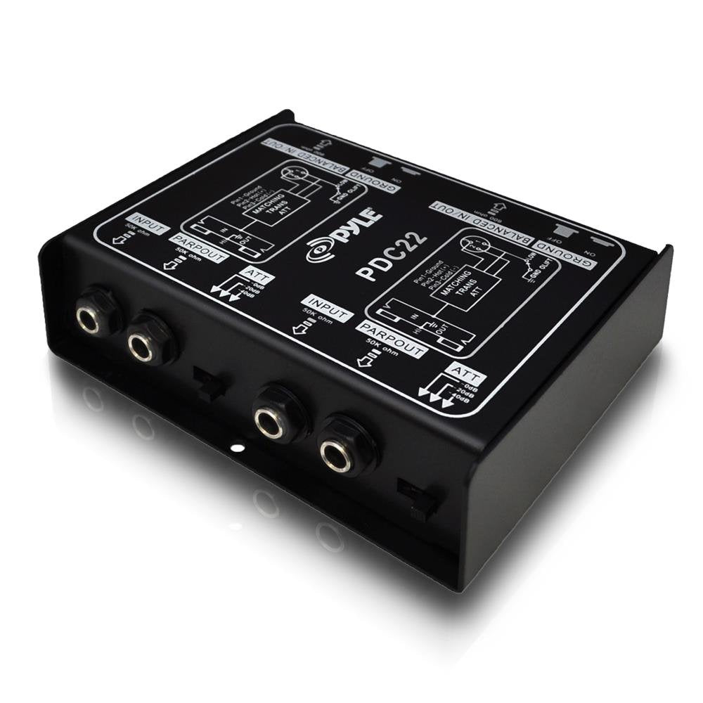 Pyle Pro Premium Direct Injection Audio Box   Passive Di Unit Hum Eliminator W/ Input Attenuator To Connect Guitar & Bass   1/4