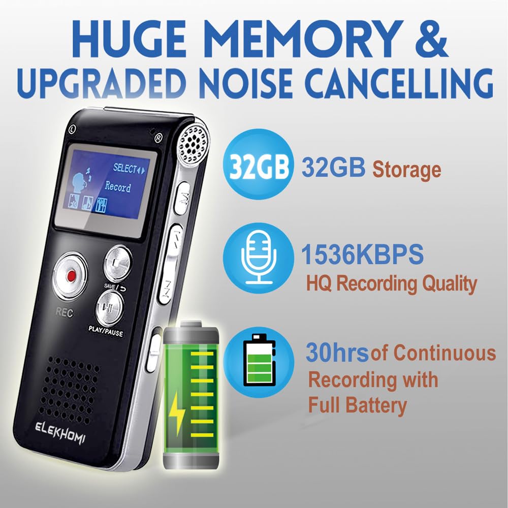 32Gb Digital Voice Recorder   Voice Activated Recorder With Playback Upgraded Portable Tape Recorder For Lectures, Meetings, Int