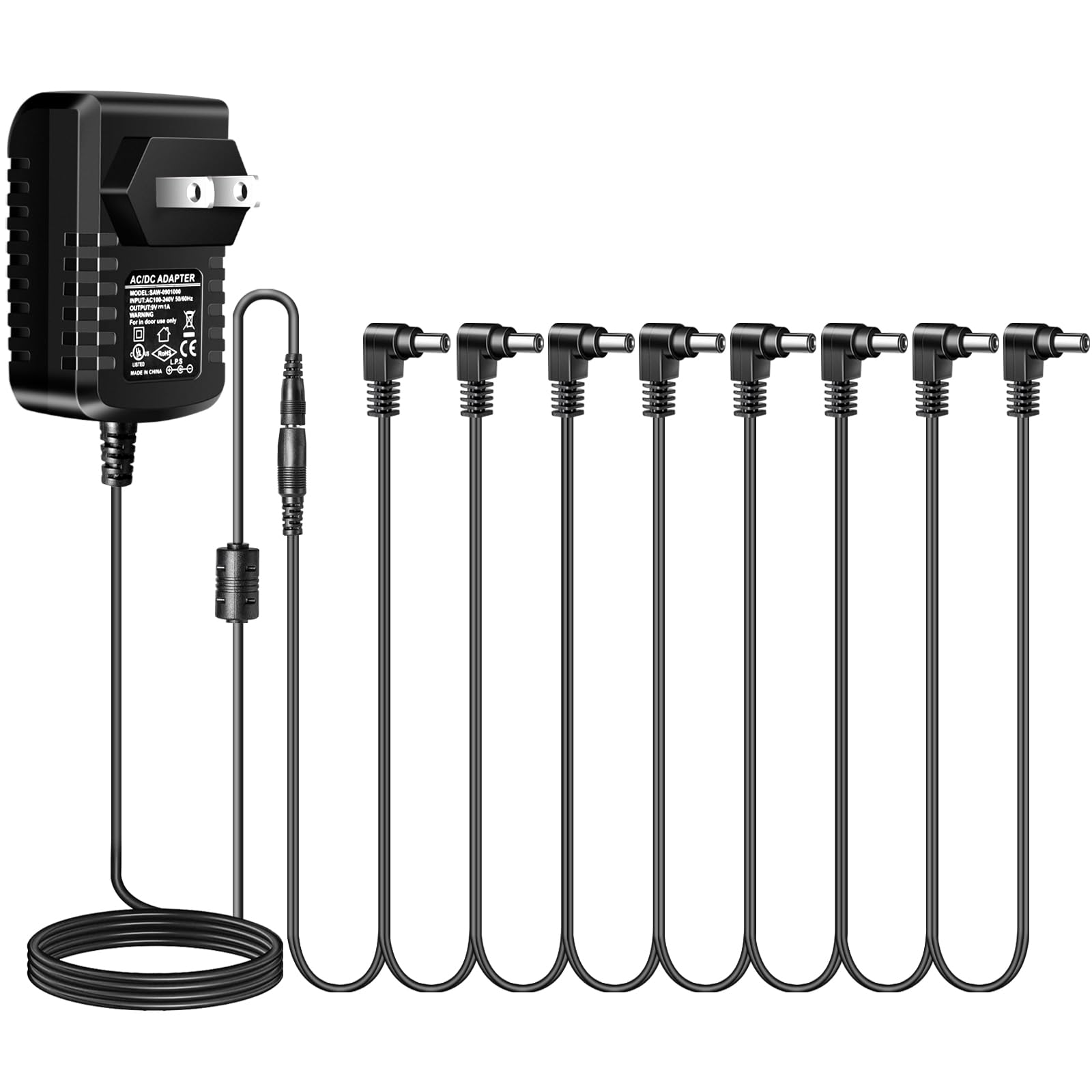 Pigtone Guitar Pedal Power Supply Adapter 9V Dc  1A(1000Ma Effect Pedal Power Supply With 1To8 Guitar Daisy Chain