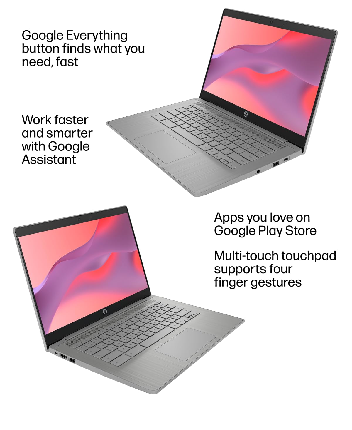 Hp Chromebook 14A 14'' Hd (Intel Celeron N4120, 4Gb Ram, 128Gb Storage (64Gb Emmc + 64Gb Ist Sd Card)) Home & Student Laptop, Lo