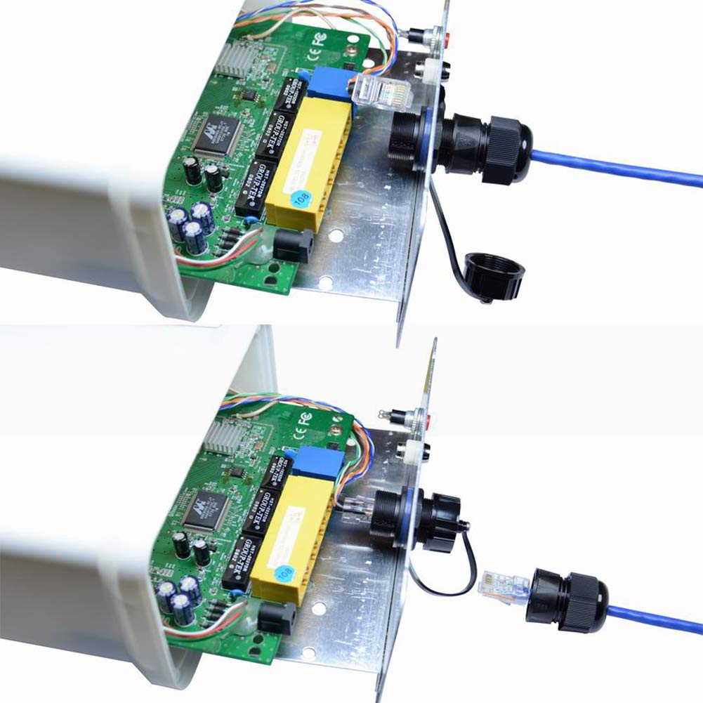 Anmbest 5Pcs Panel Mounting Rj45 Waterproof Connector Cat5/5E/6 Ethernet Lan Cable Coupler With Waterproof/Dust Cap Cover For Ou