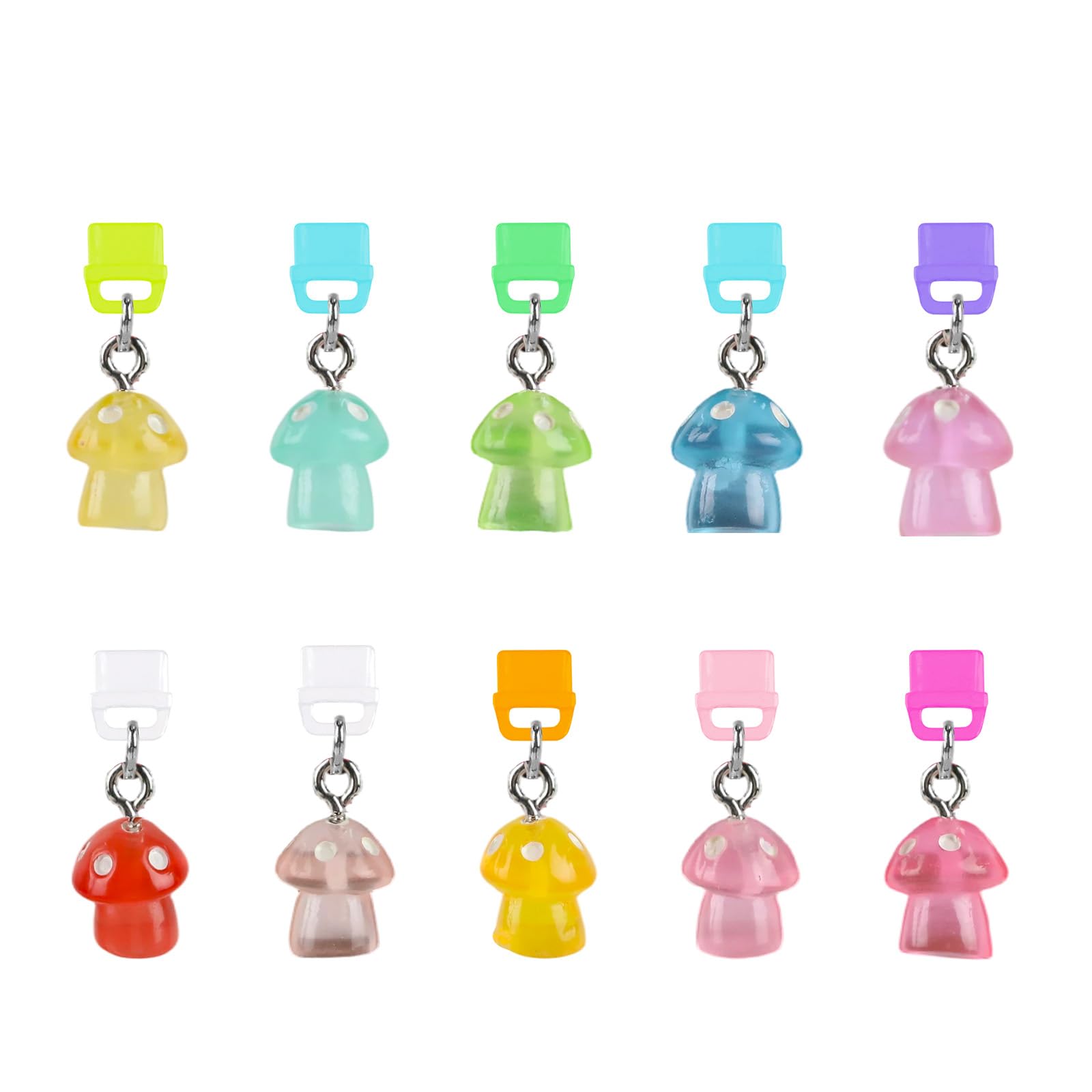 TAKEALOOKO Dust Plug Charms for Kindle - 10Pcs Fluorescent Resin Cute Mushroom Dustplug Accessories, Gift for E-Reader Book Love