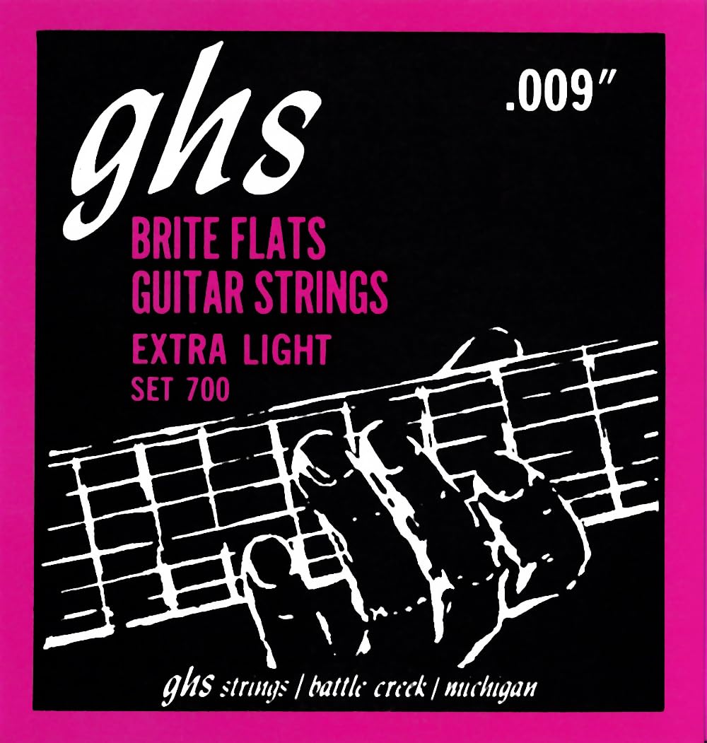 Ghs String   Brite Flats Flatwound Guitar Strings   Extra Light   (Model: 700)   009 042