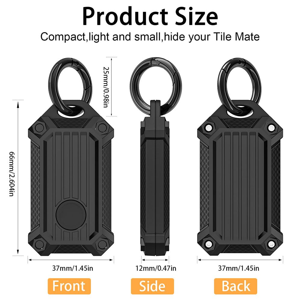 CMZZ Samsung Galaxy SmartTag2 Waterproof Case Holder - Scratch Resistant, Keychain, Black 4-Pack