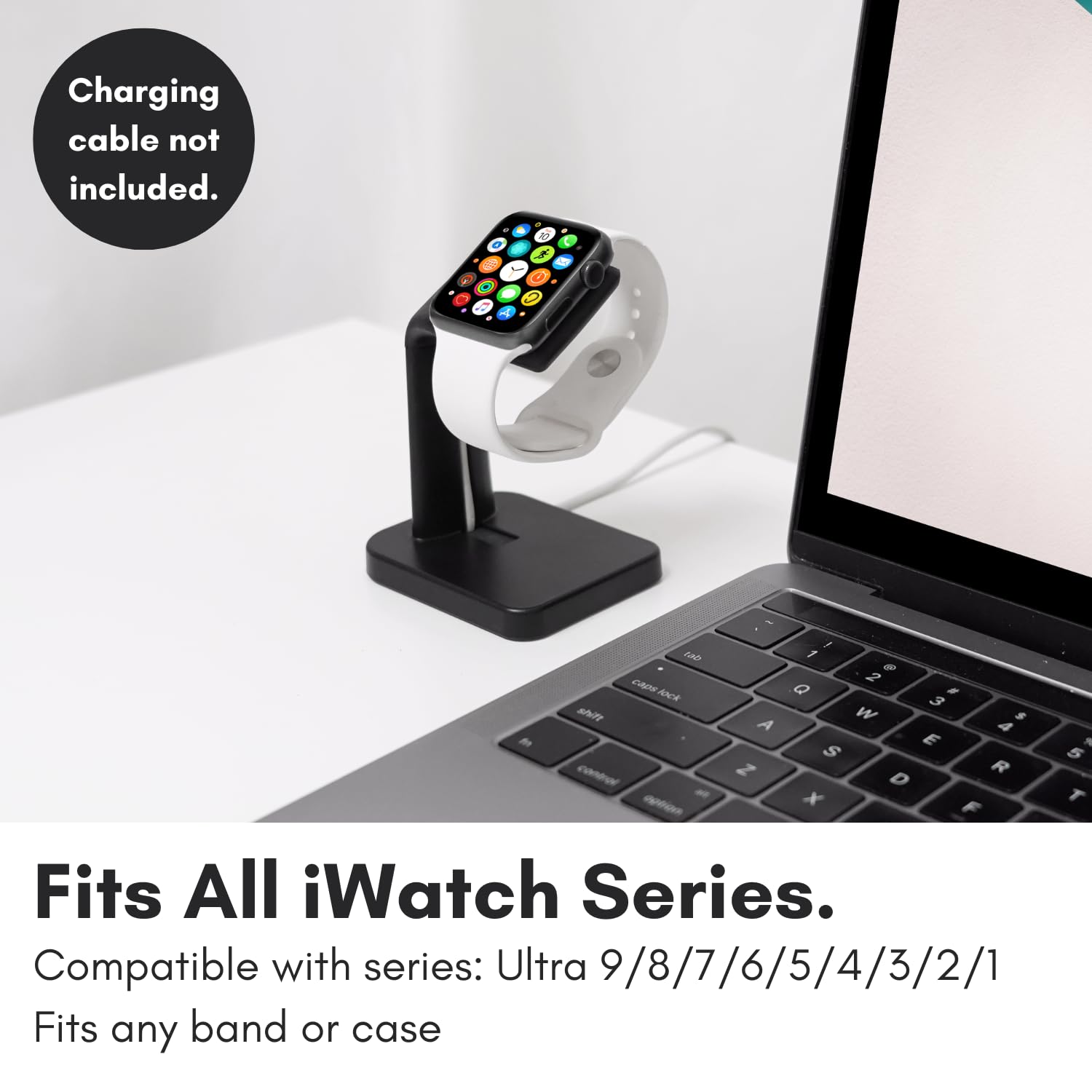 Macally Apple Watch Charger Stand For Series Ultra, 10, 9, 8, 7, 6, 5, 4, 3, 2, 1, Se (44Mm, 42Mm, 40Mm, 38Mm) - Iwatch Applewat