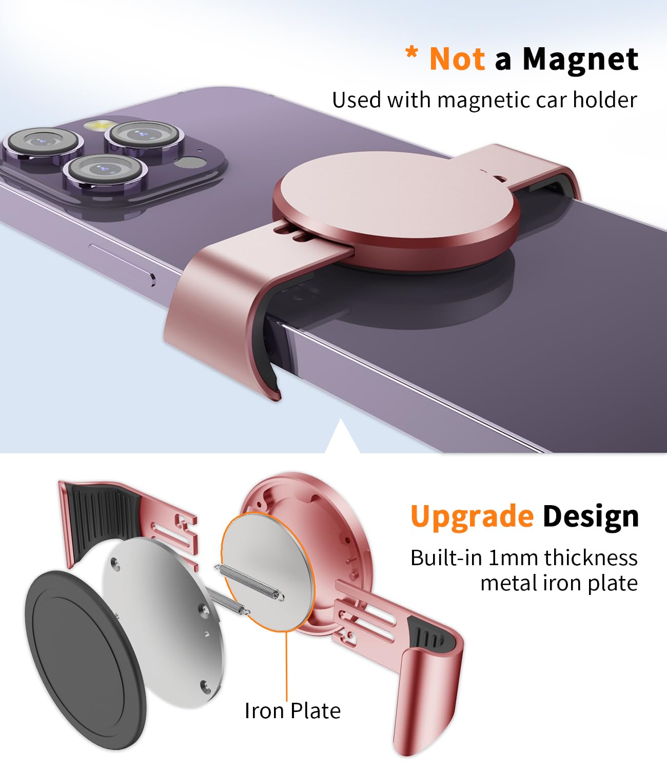 Luanke Metal Phone Clamp For Magnetic Car Mount [Durable Alloy] Universal Clip For All Magnet Car Holder Cell Phone Magnetic Pla