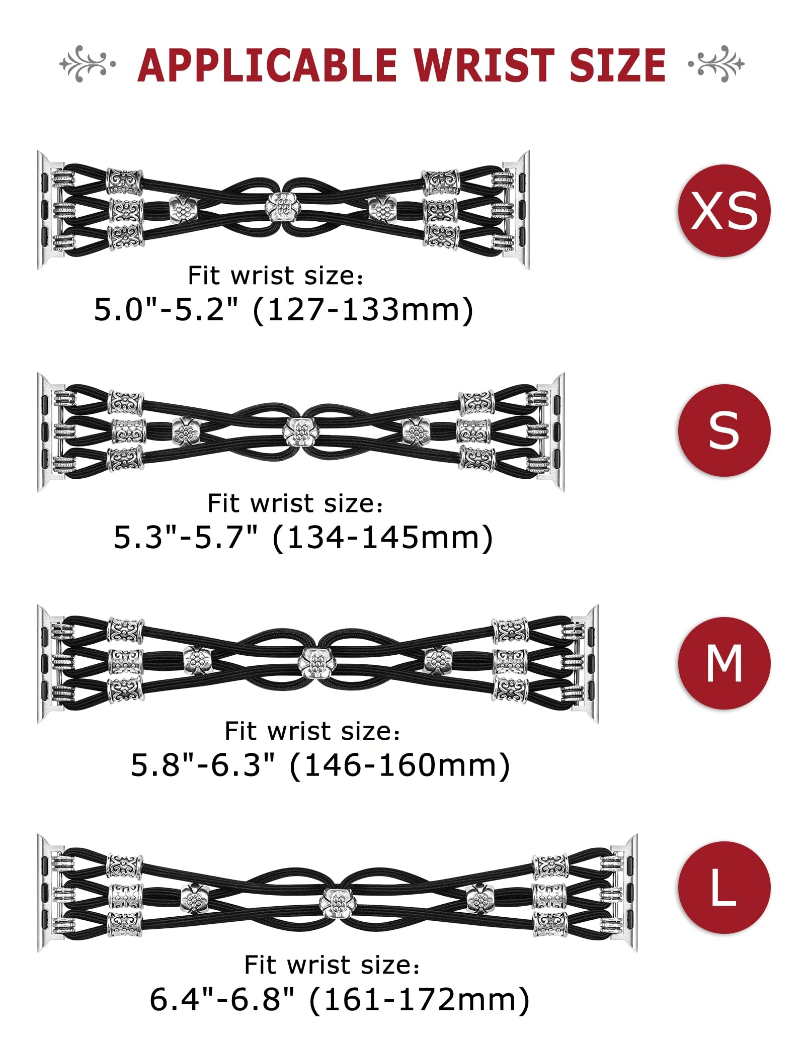 Beaded Bracelet Compatible With Apple Watch Band 41Mm 40Mm 38Mm Women, Toyouths Boho Western Slim Braided Dressy Elastic Stretch