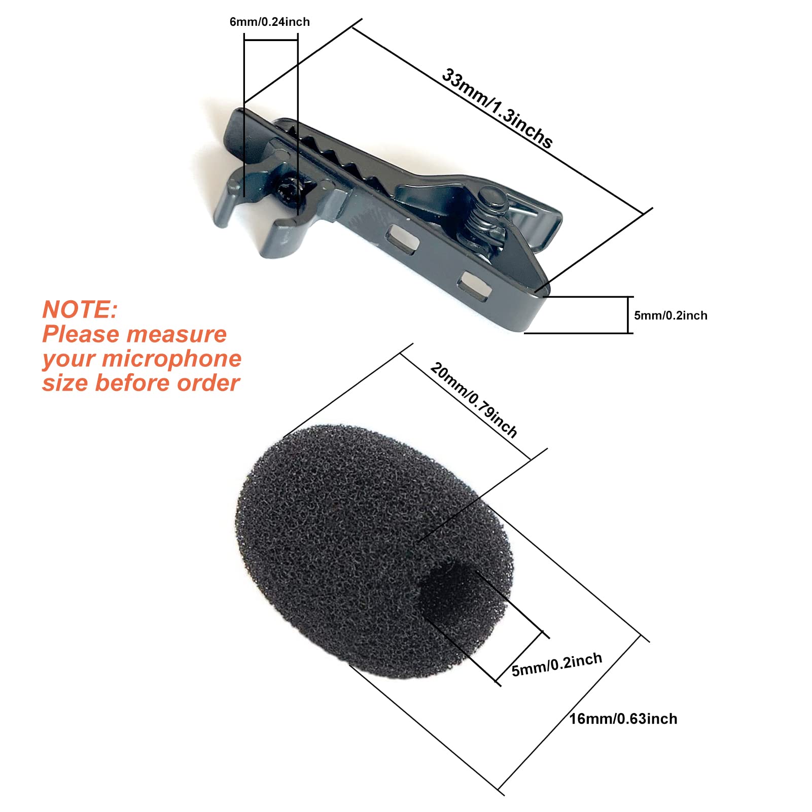 Luwigs 3Pcs Lavalier Microphone Metal Tie Clips With 3Pcs Lapel Mic Windscreen Foam Covers, Lapel Microphone Replacement Kit, Me