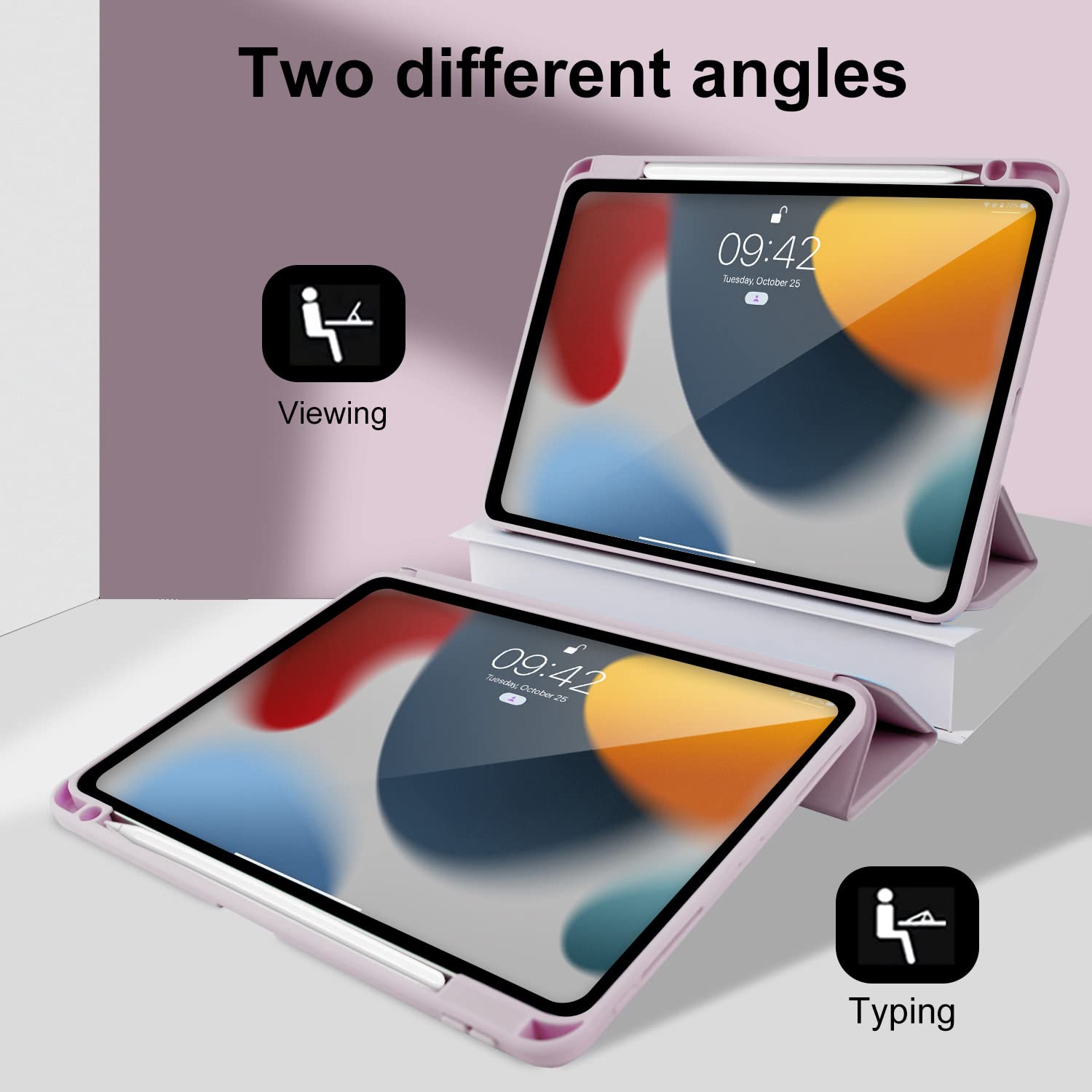 Mygroo Case For Ipad Air 11 Inch 2024, Ipad Air 5Th/4Th Generation 2022/2020 With Pencil Holder, Slim Smart Cover With Clear Bac