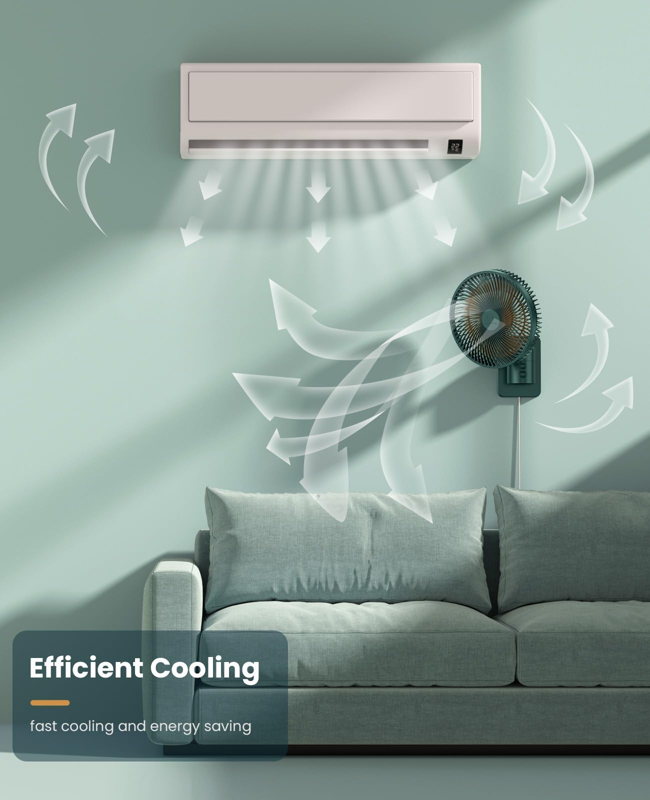 Lemoistar 8 Inch Small Wall Mounted Fan With Remote Control, 90Oscillating, 4 Speeds High Velocity, Timer, Adjustable Tilt, 70 I