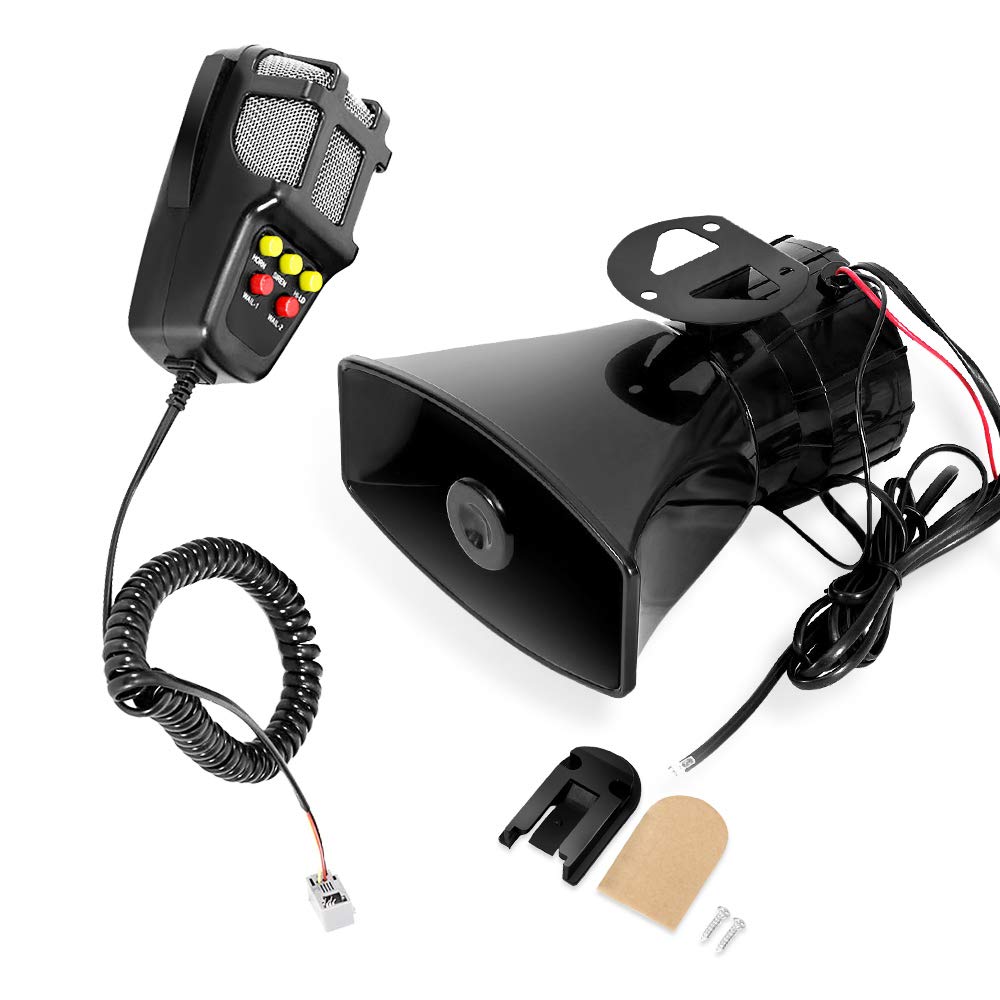Car Siren Speaker 100W 12V 5 Tone Sound Mic Pa System Emergency Sound Amplifier