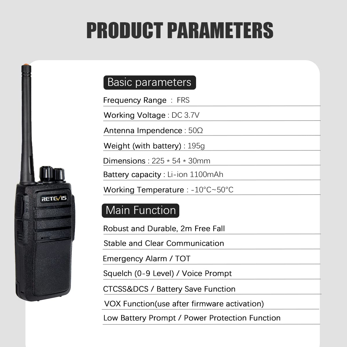 Retevis Rt21 Walkie Talkies For Adults, 2 Way Radios Walkie Talkies Long Range, Portable Frs Two Way Radios With Earpiece, Handfree, For Government Education Churches Dealers(10 Pack)