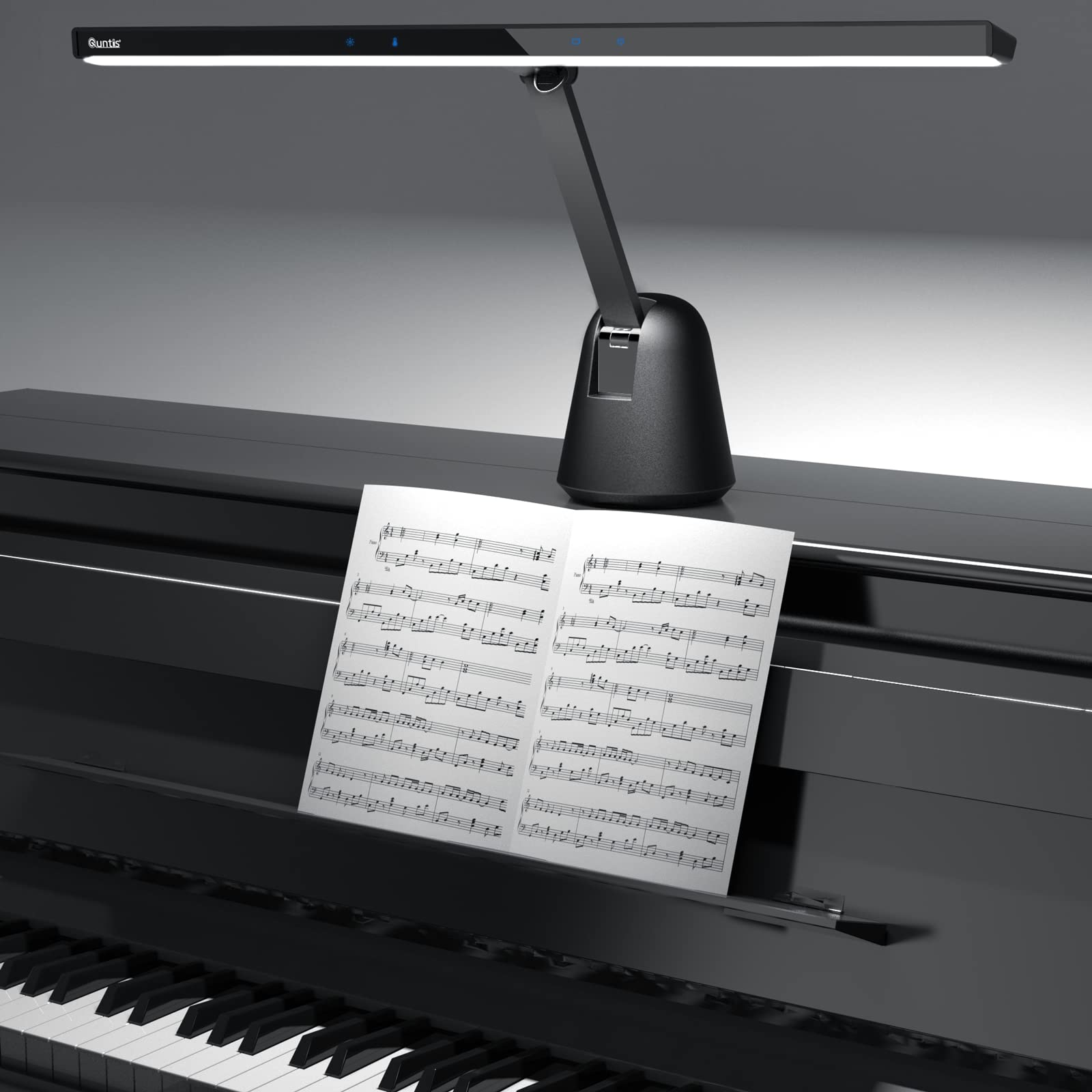 Quntis 55 Ultra Wide Illumination Piano Light, 12W LED Professional Eye Caring Piano Lamp with Auto-Dimming, Dimmable Modern R