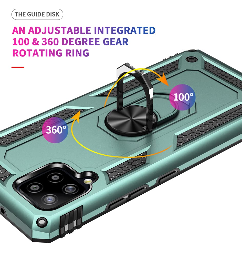 Yzok For Galaxy A42 5G Case, A42 5G Case,With Hd Screen Protector,[Military Grade] Ring Car Mount Kickstand Hybrid Hard Pc Soft