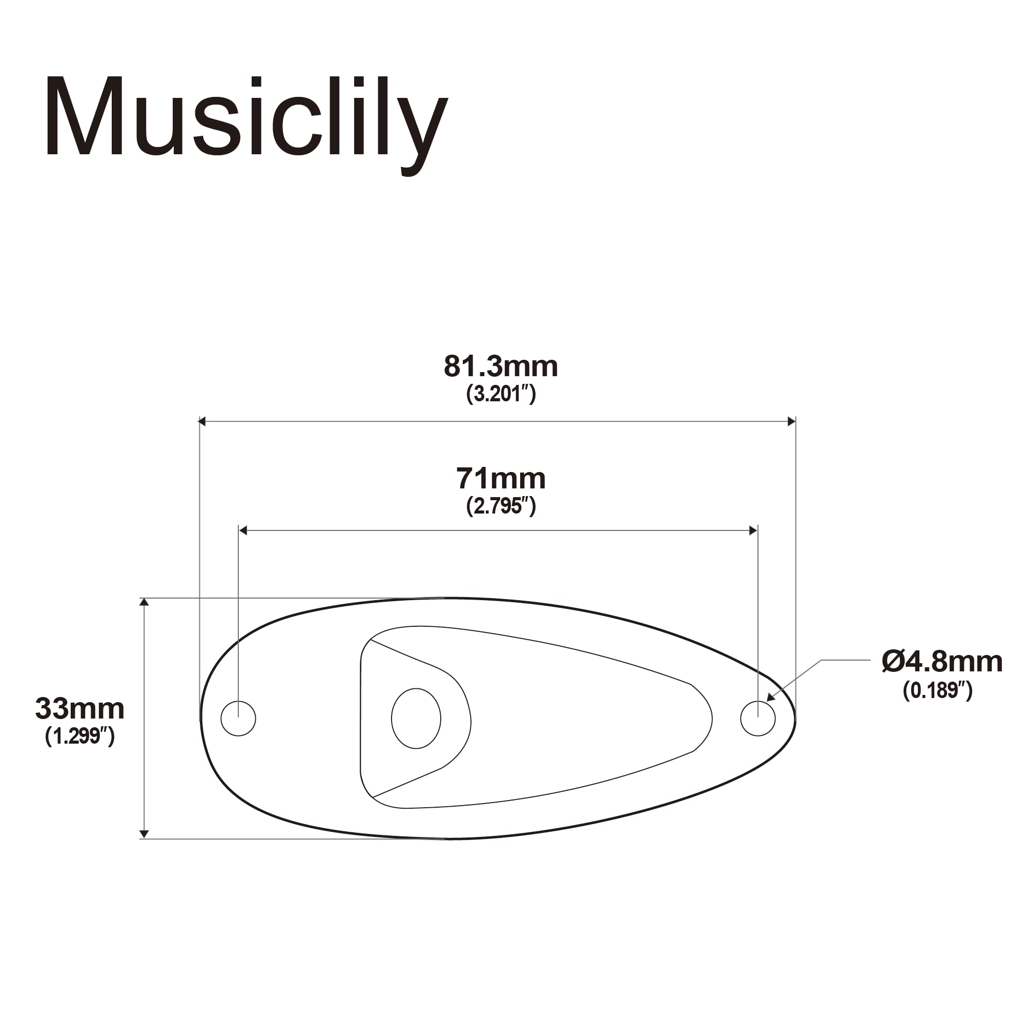 Musiclily Boat Style 1/4'' Loaded Guitar Input Jack Socket Plate Output Boat Style Jack Ferrule For Fender Strat Stratocaster El
