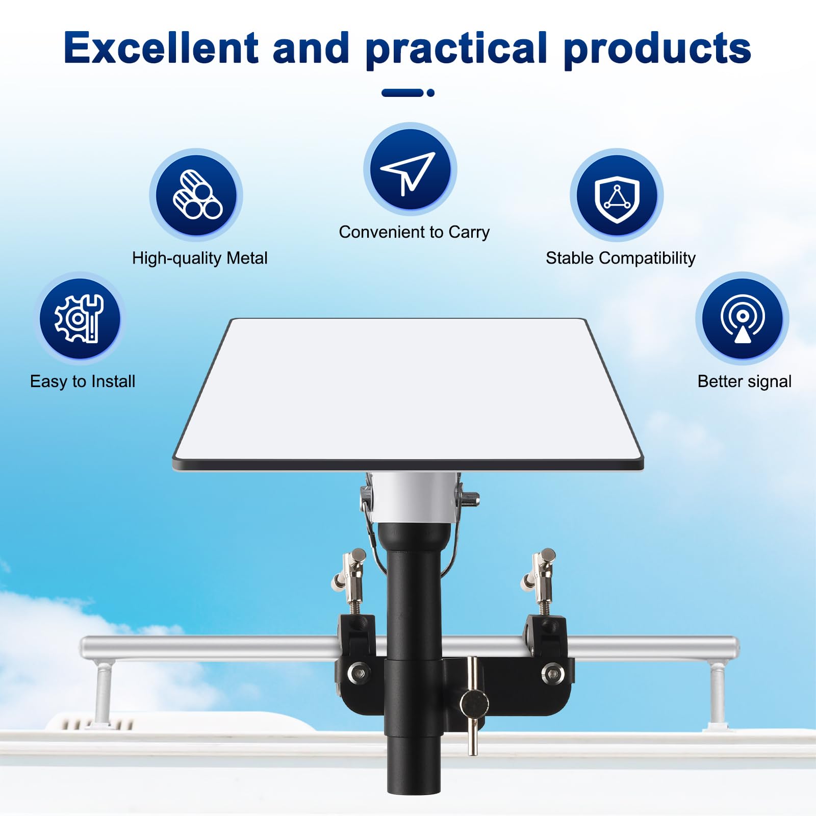 Gadfish Starlink Mini Rv Mount - Adjustable Jig & Pipe Adapter For Pole Rack/Railing/Boat Pole/Roof Mount, Portable Design & Com
