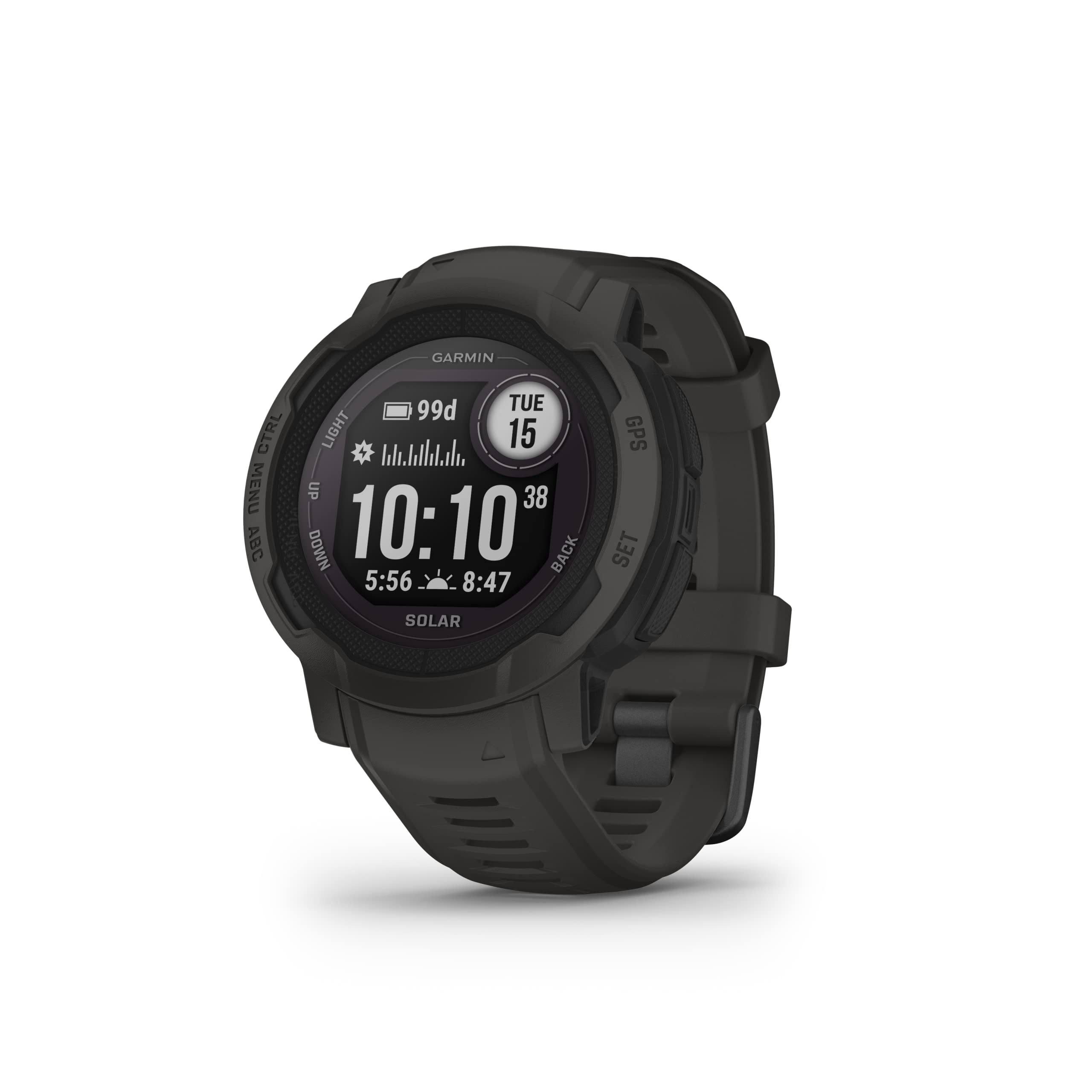 Garmin Instinct 2 Solar, GPS Outdoor Watch, Solar Charging Capabilities, Multi-GNSS Support, Tracbak Routing, Graphite
