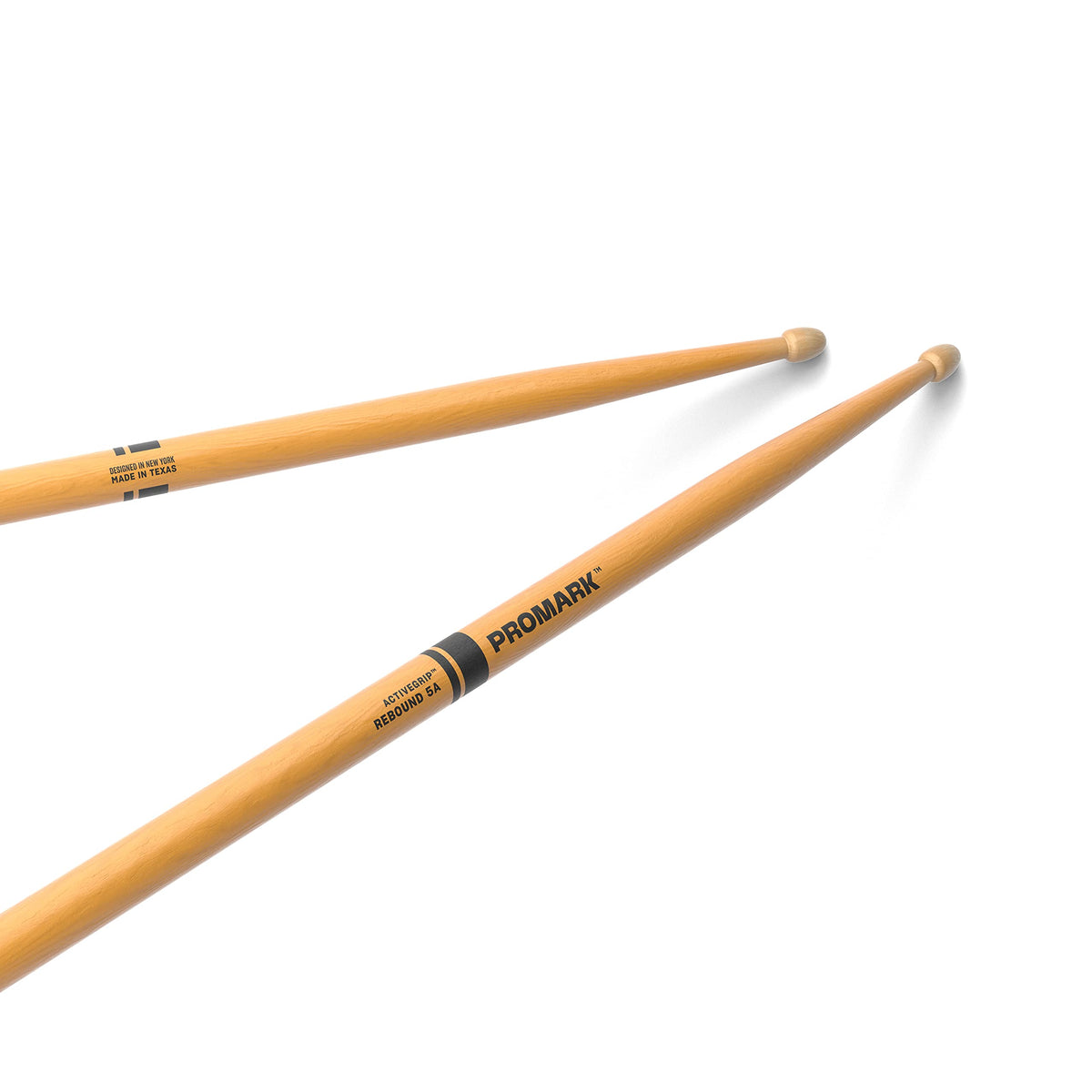 Promark Activegrip Drum Sticks   Rebound 5A Drumsticks   For Secure, Comfortable Grip   Gets Tackier As Your Hands Sweat   Hickory Wood   Acorn Tip, Clear, One Pair