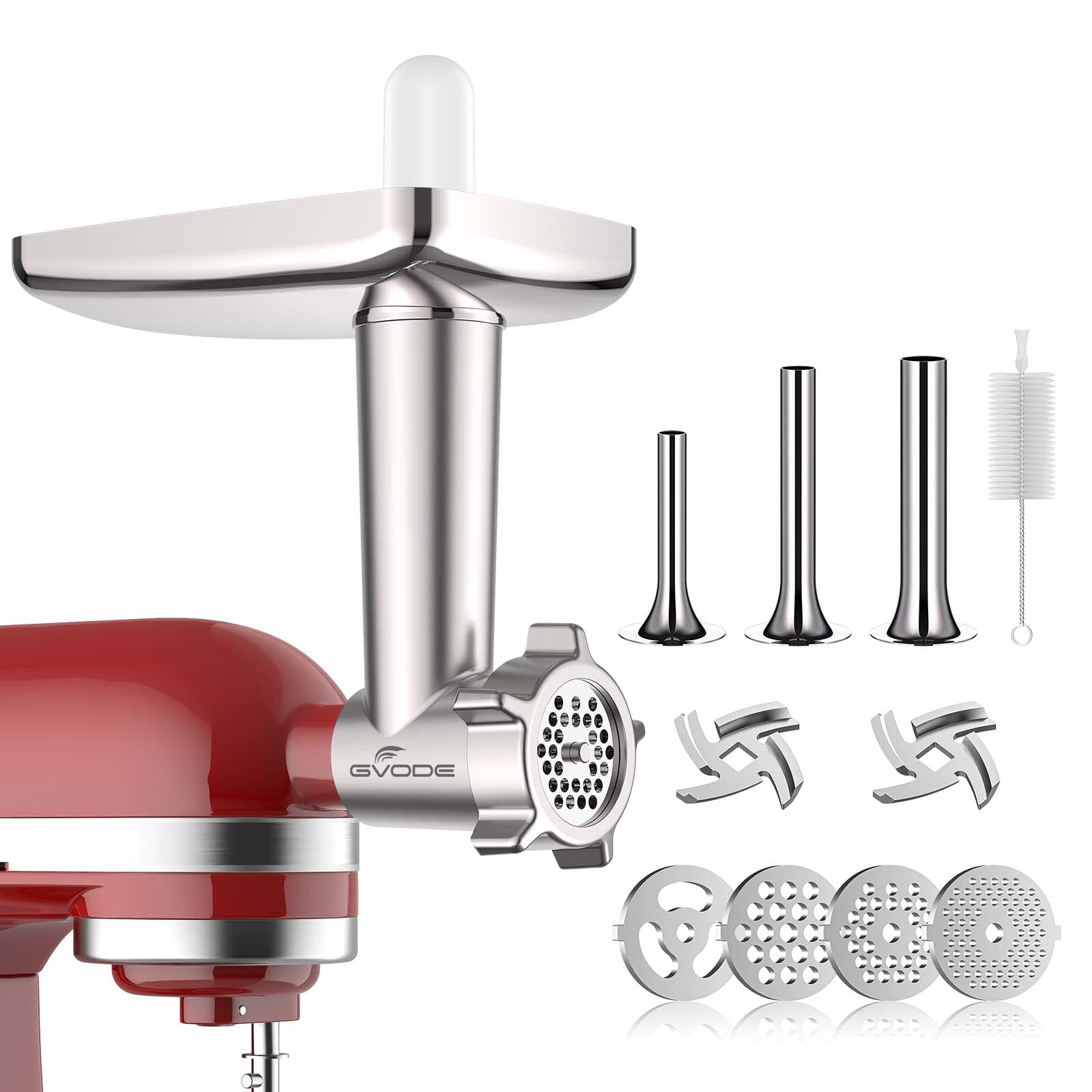 Metal Meat Grinder Attachment For Kitchenaid Stand Mixer,Meat Grinder Kitchenaid Includes 4 Grinding Plates, 3 Sausage Stuffer T