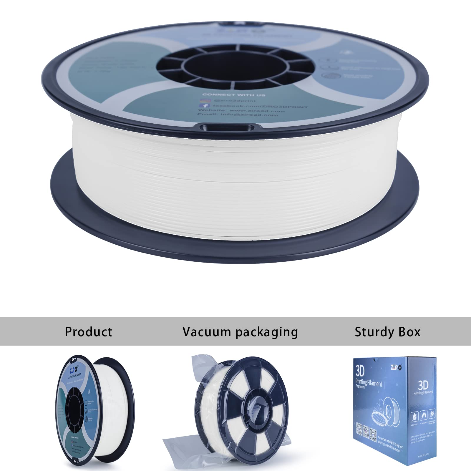 Ziro Pla Filament 175Mm,3D Printer Filament Pla Pro Basic Color Series 175Mm 1Kg(22Lbs), Dimensional Accuracy +  003Mm,Snow Whit