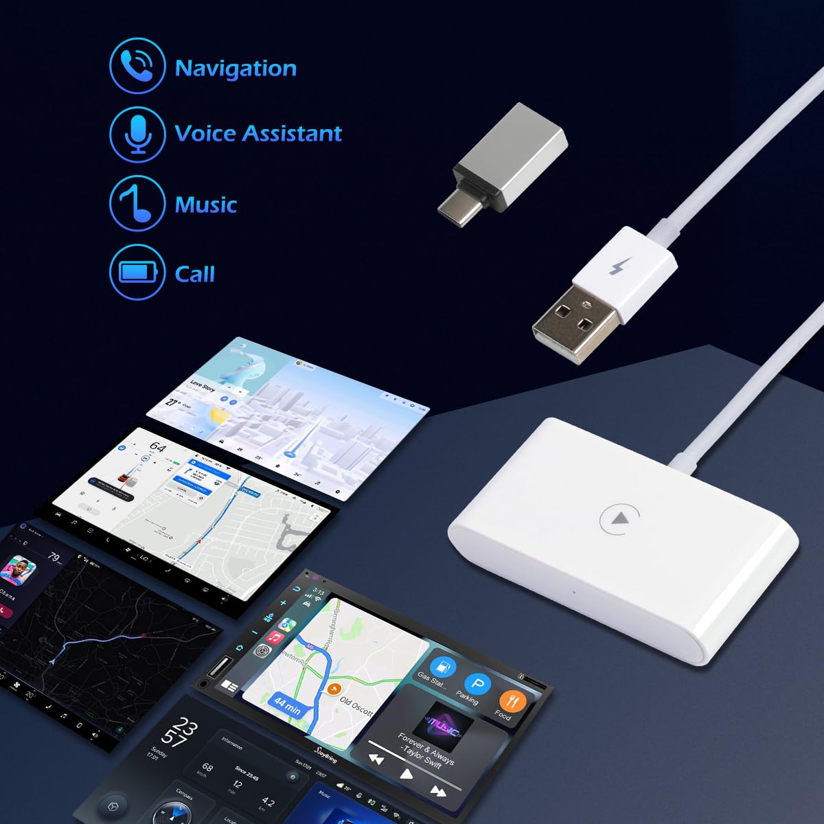 Cpcger Wireless Carplay Adapter For Apple Carplay Wireless Adapter Convert Wired To Wireless Carplay Dongle For Wireless Control