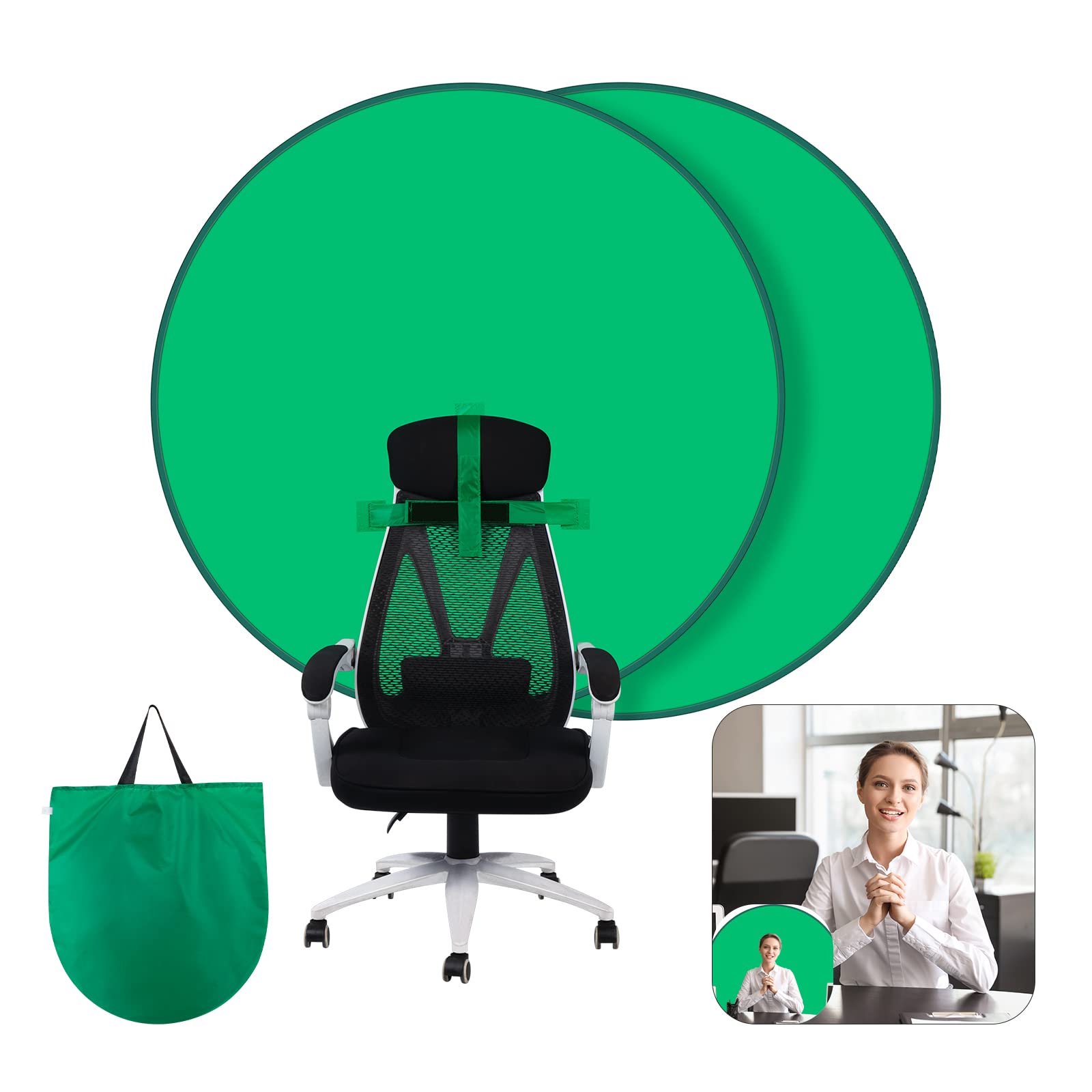 Portable Green Screen Chair,Grabado 56 In Greenscreen Backdrop With Stand,Collapsible Small Green Background,Chroma Key,Backgrou
