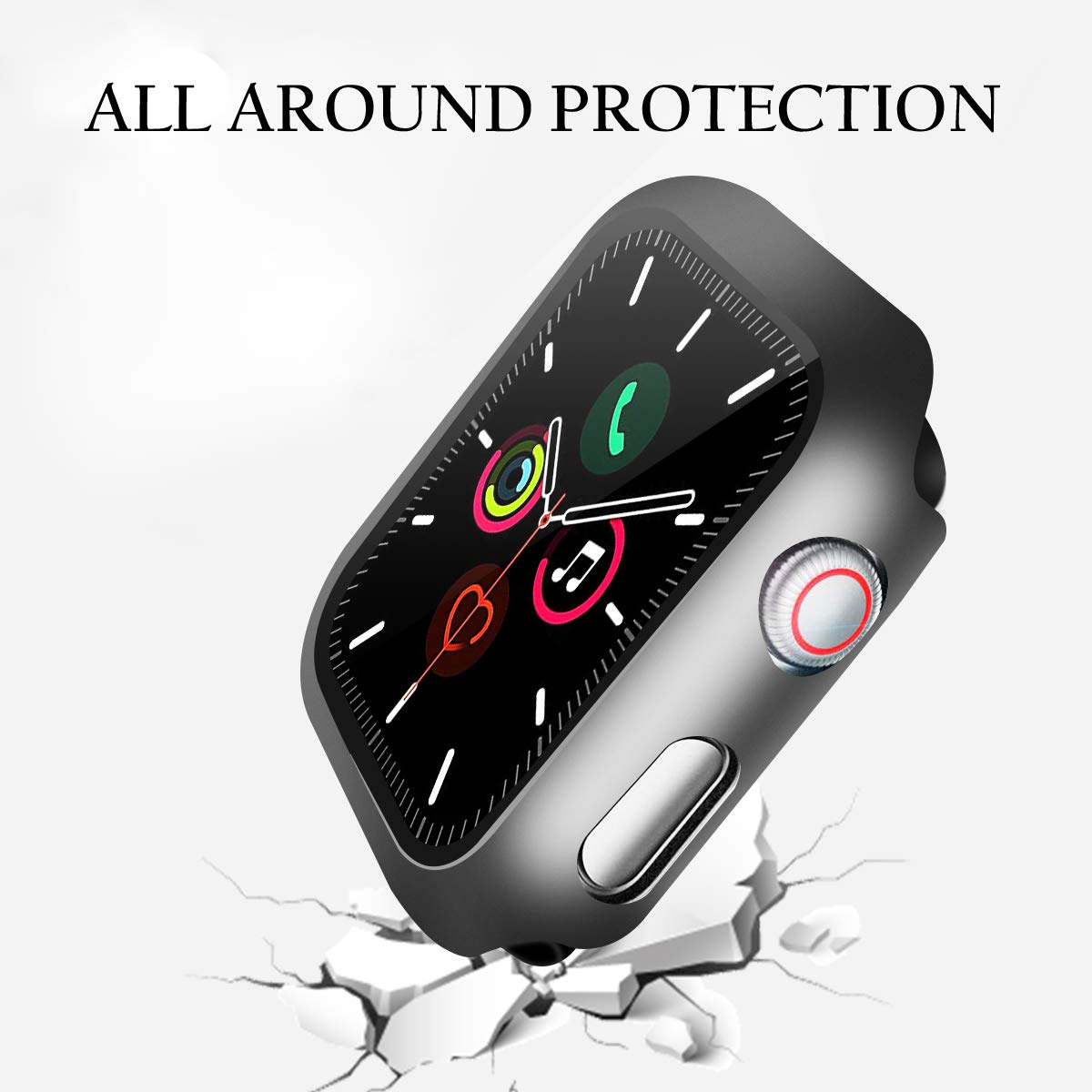 Ymhml Compatible With Apple Watch 42Mm Series 3/2/1 Case With Built In Tempered Glass Screen Protector, Thin Guard Bumper Full C
