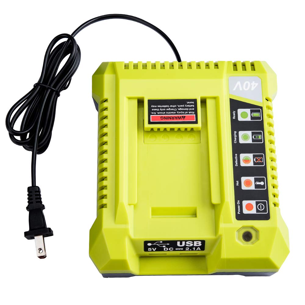 Compatible With Ryobi Battery Charger Op401 40V, Waxpar Op401 Battery Charger Compatible With Ryobi 40V Lithium Battery Op4015 O