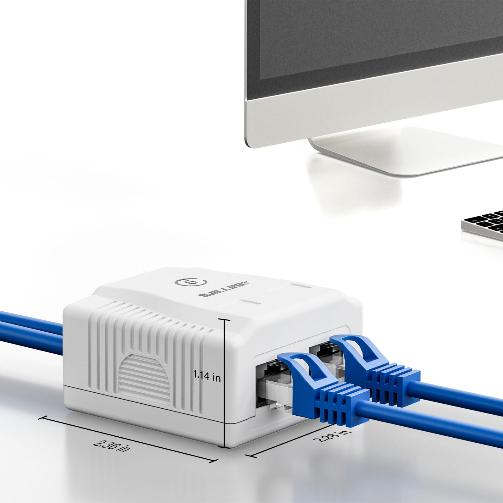 Iwillink Cat6 Ethernet Surface Mount Box, 2 Port Rj45 Keystone Jack Surface Mount Box, 5 Pack, White