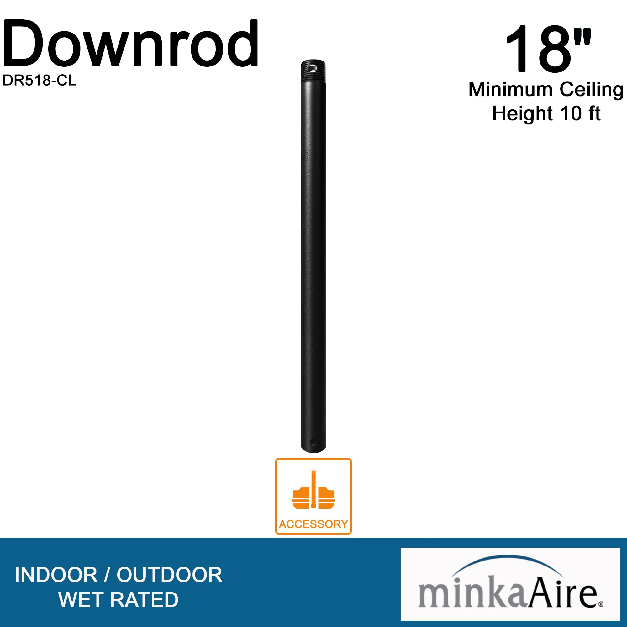 MINKA-AIRE 18'' Downrod - Model DR518-CL in Coal Color