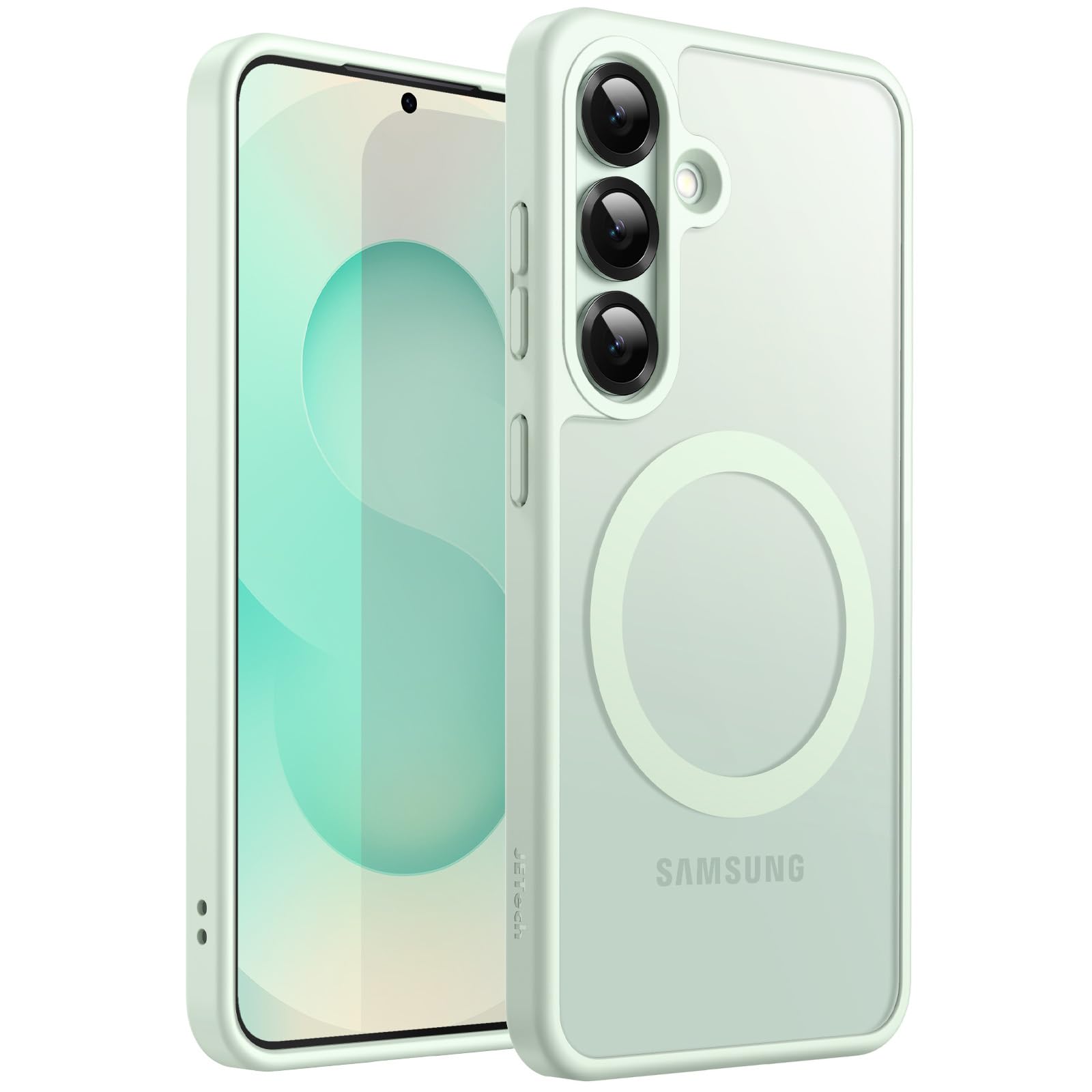 JETech Magnetic Case for Samsung Galaxy S25 5G, Compatible with MagSafe, Translucent Matte Back Shockproof Phone Cover (Mint)
