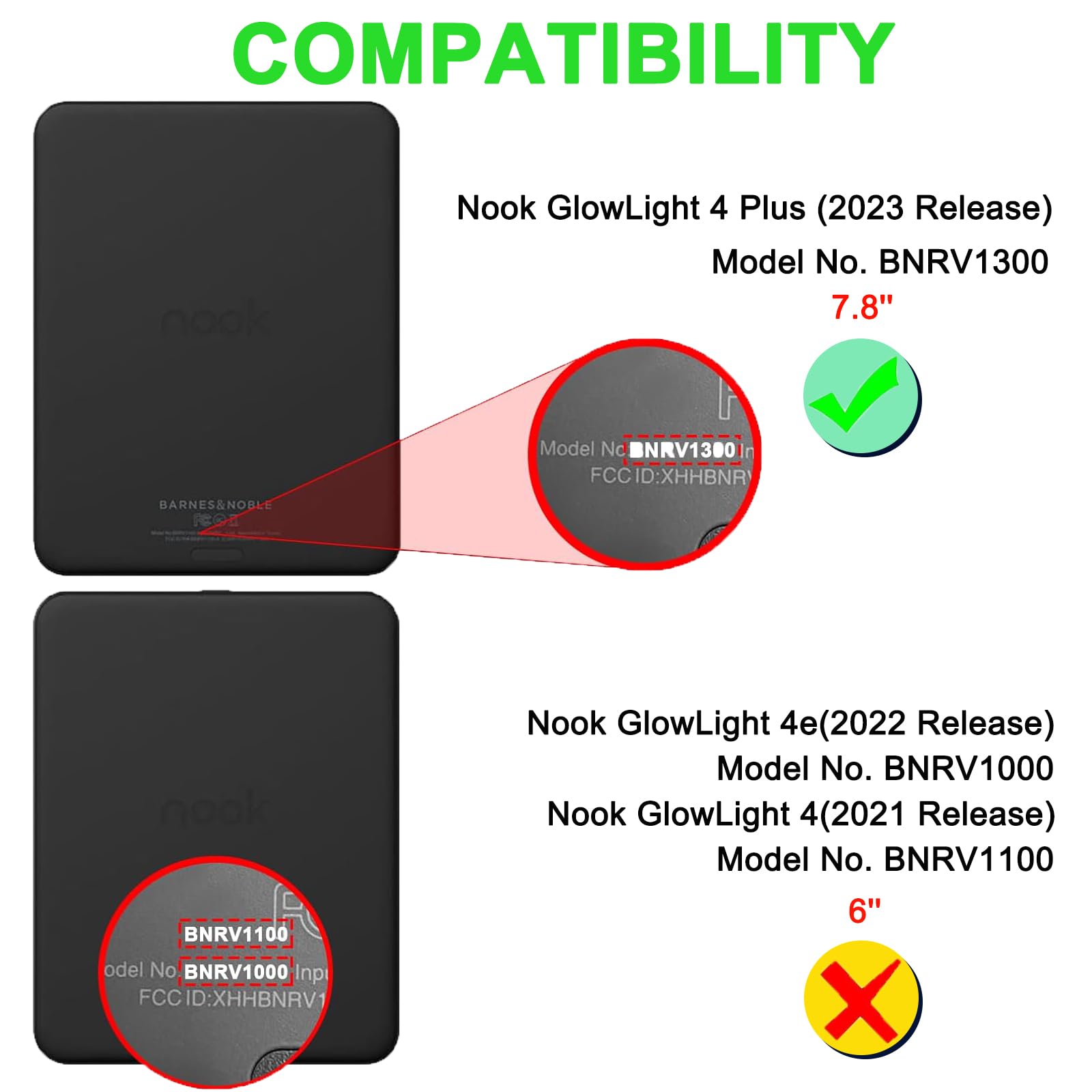 Caweet Case For Nook Glowlight 4 Plus 7.8'' 2023 Release, Premium Pu Leather Foldable Stand Protective Sleeve Cover With Card Sl