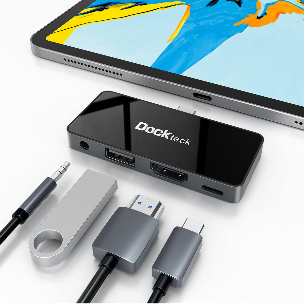 Usb C Hub Adapter For Ipad Pro 2021 2020 2018 11 12.9 / Ipad Air 4 10.9 Ipad Mini6 Dockteck 4 In 1 Ipad Pro Usb C Hub With 100W 