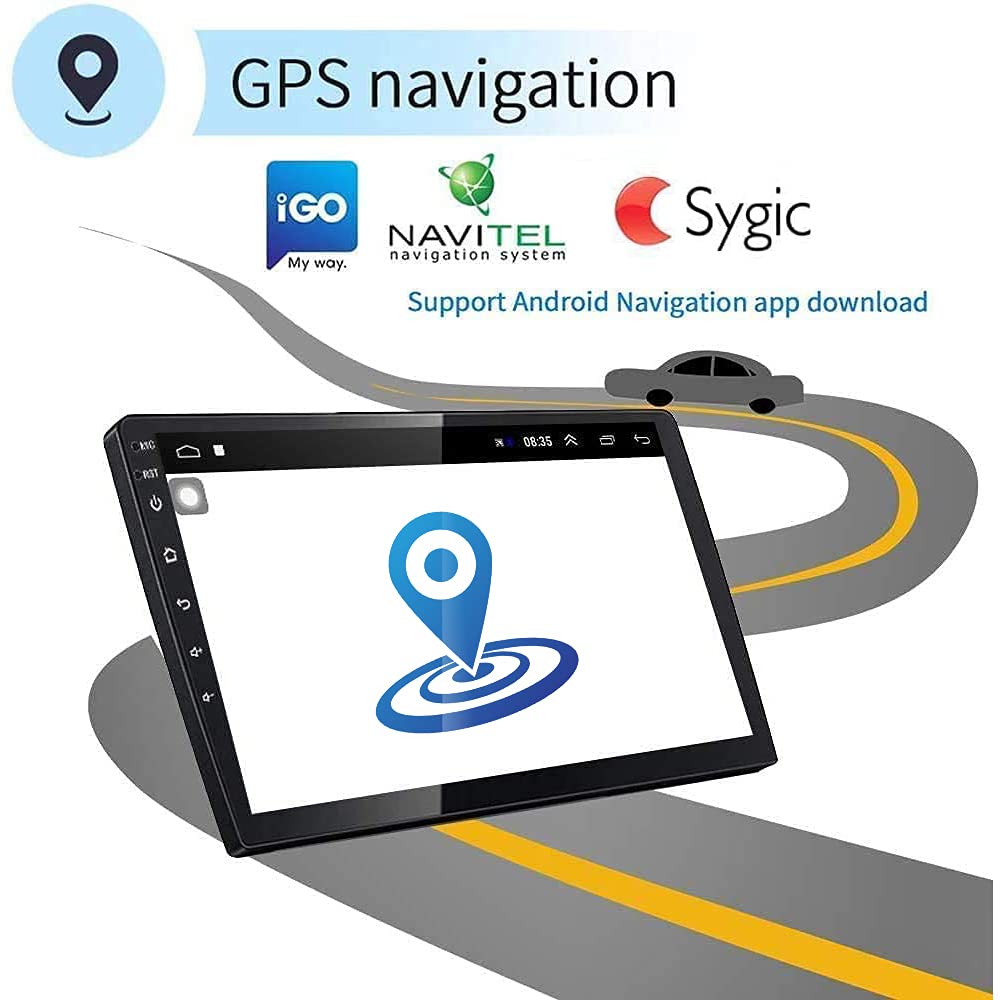 10.1Inch 2.5D Hd Double Din Car Stereo Radio Receiver, Android Touch Screen Mp5 Multimedia, Support Gps Navigation Bluetooth Fm