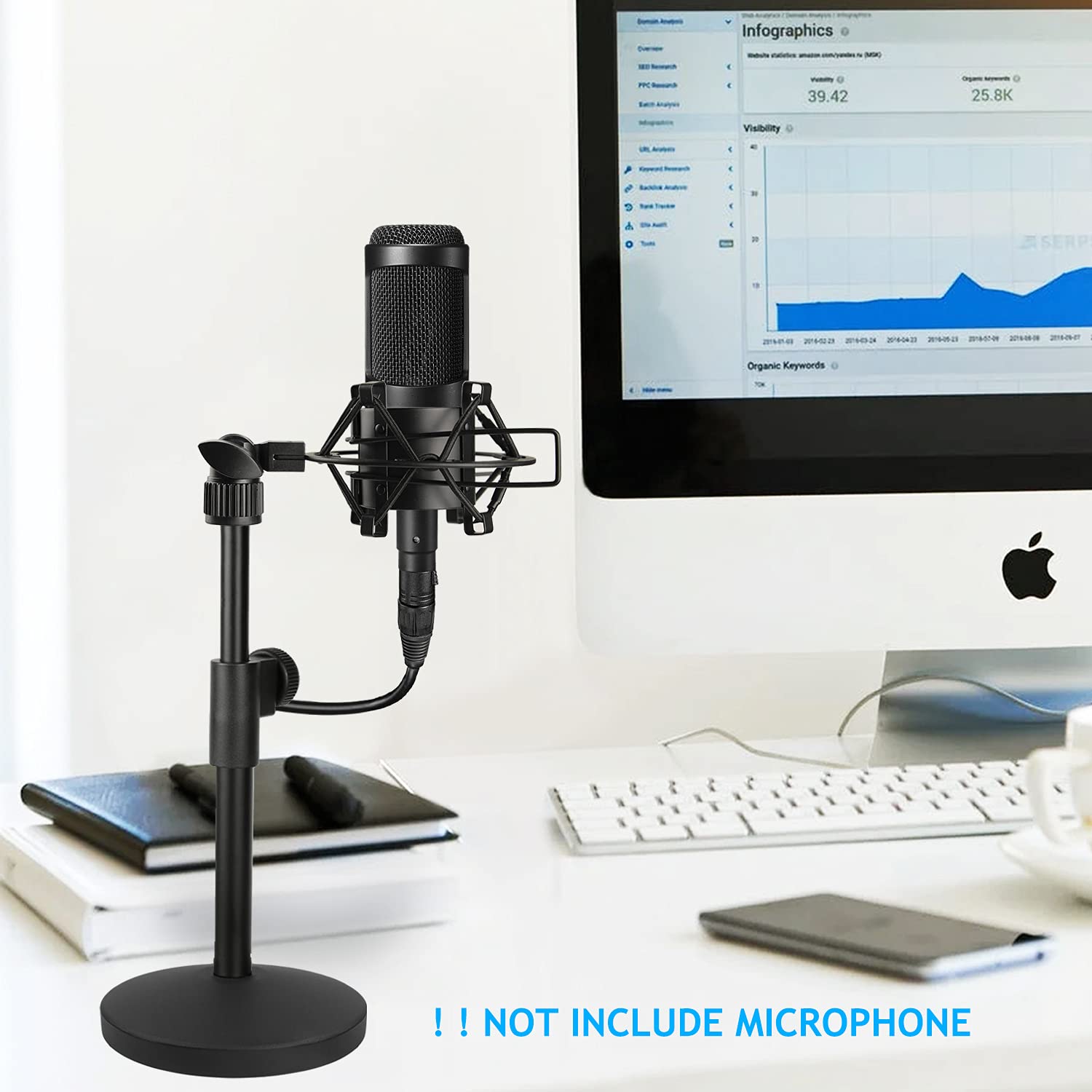 At2020 Desktop Microphone Stand, Adjustable Table Mic Stand With Mic Shock Mount For Audio Technica At2020 At2020Usb+ At2035 Atr2500 Condenser Studio Microphone By Frgyee