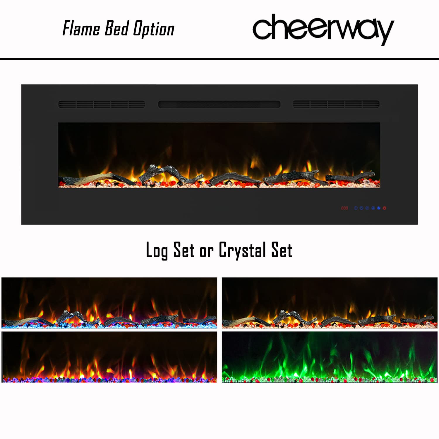 Cheerway 30 Inch Wall Mounted &Recessed In Wall Electric Fireplace With Heater, Linear Wall Fireplace W/Thermostat, Adjustable F
