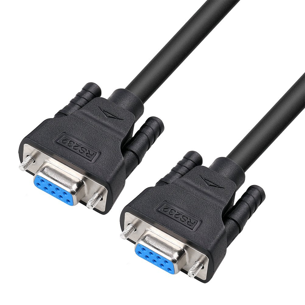 Dtech Db9 Rs232 Serial Cable Female To Female Null Modem Cord Full Handshaking 7 Wire Crossover For Data Communication (10 Feet,