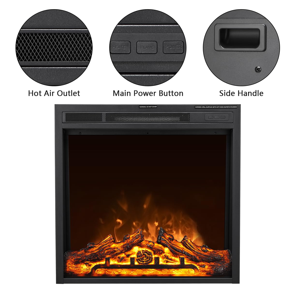 R.W.Flame Electric Fireplace Mantel Package, 50 Inch Freestanding Stone Fireplace Heater Tv Stand With Remote Control, 7 Flame B