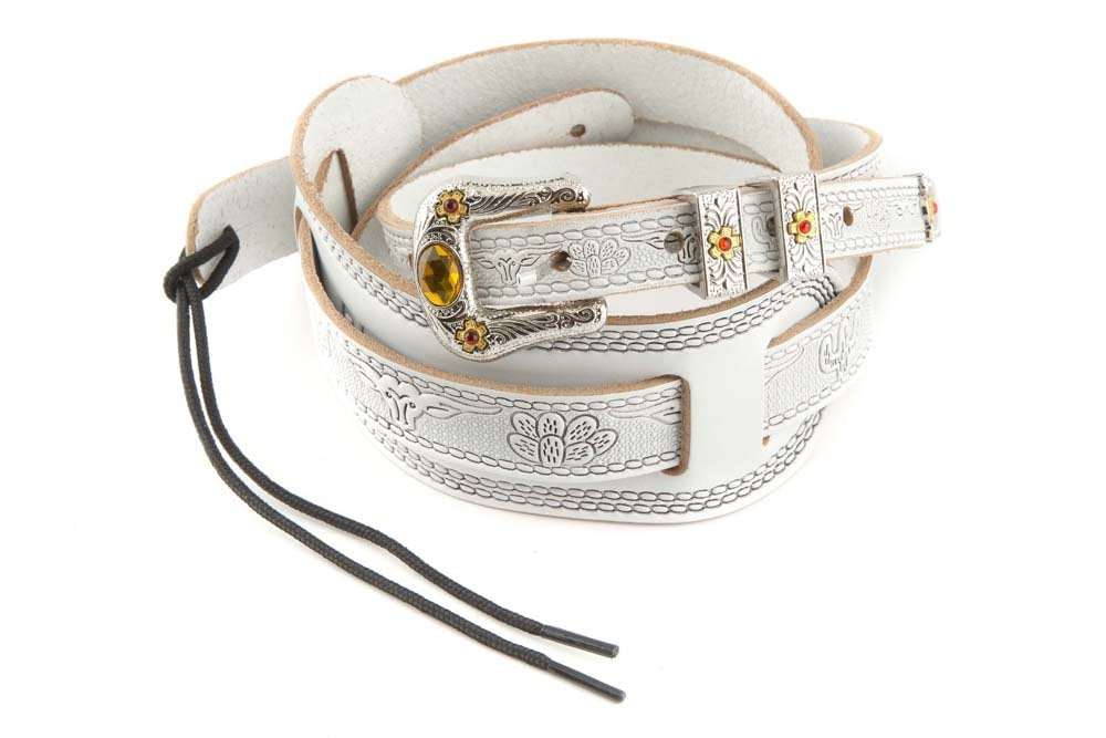 Gretsch Tooled Leather Vintage Style Guitar Strap,White