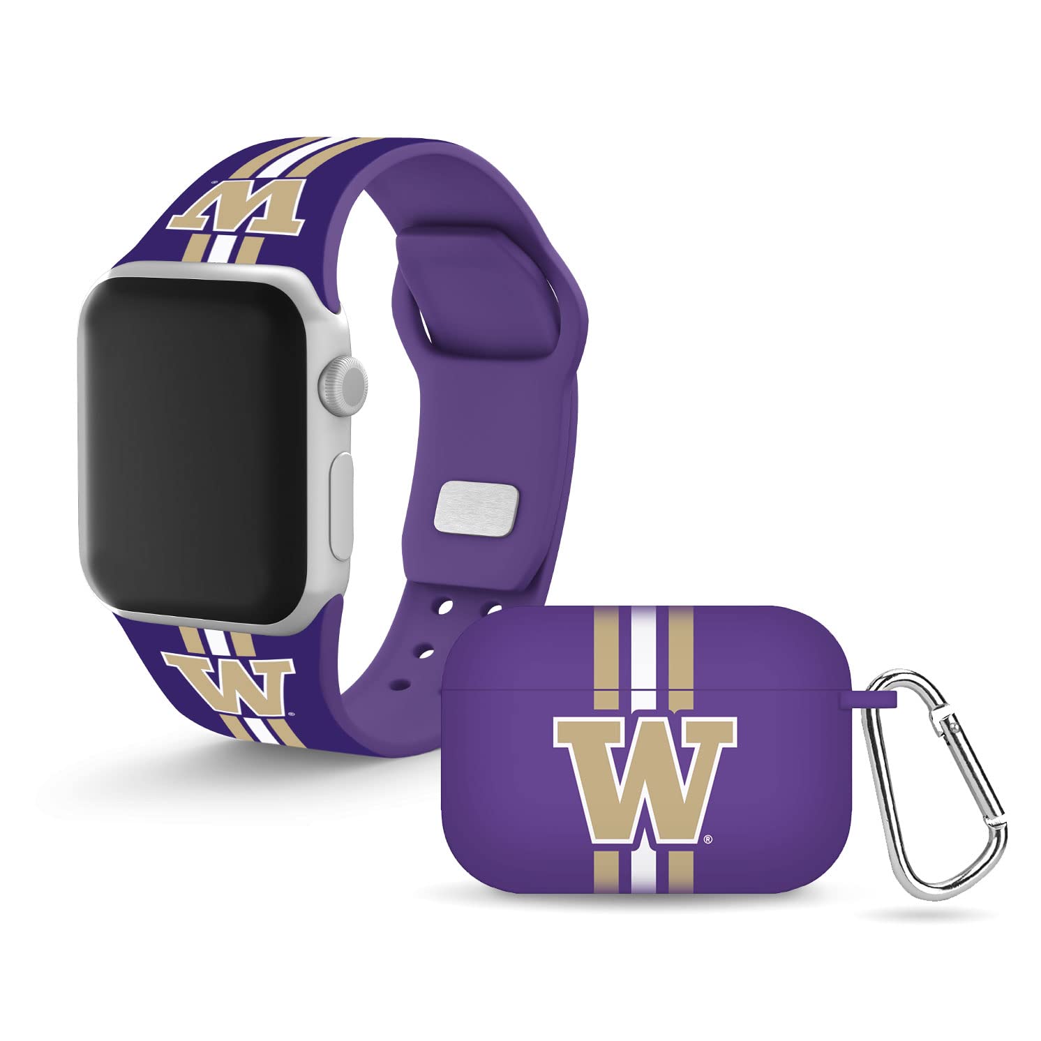 Affinity Bands Washington Huskies Hd Combo Package Compatible With Apple Watch And Airpods Pro (42/44/45Mm Long Stripes)